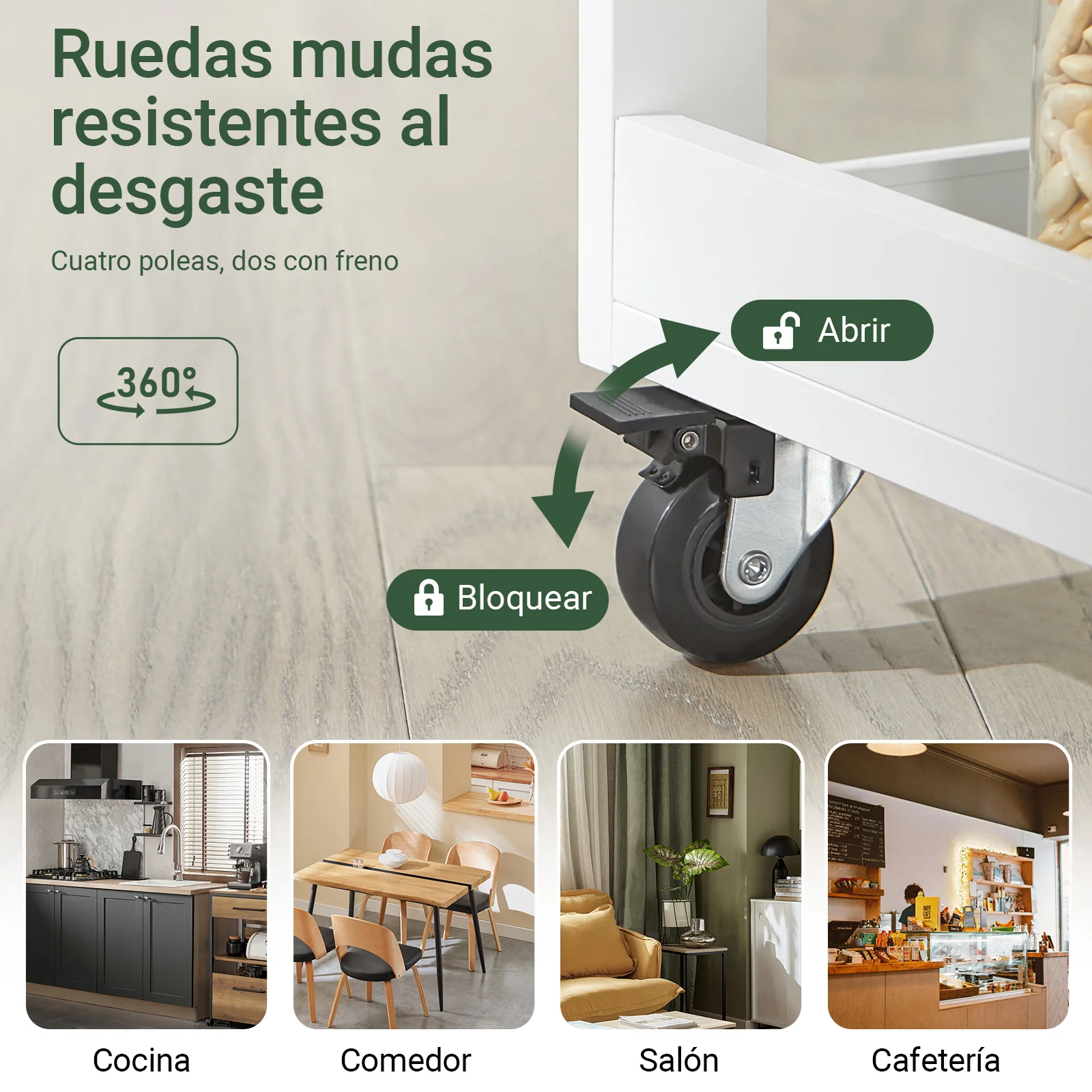 SoBuy FKW75-WN Carrito de Cocina Multifuncional con 3 estantes y 1 Puerta 60x92x45cm Blanco - Image 9