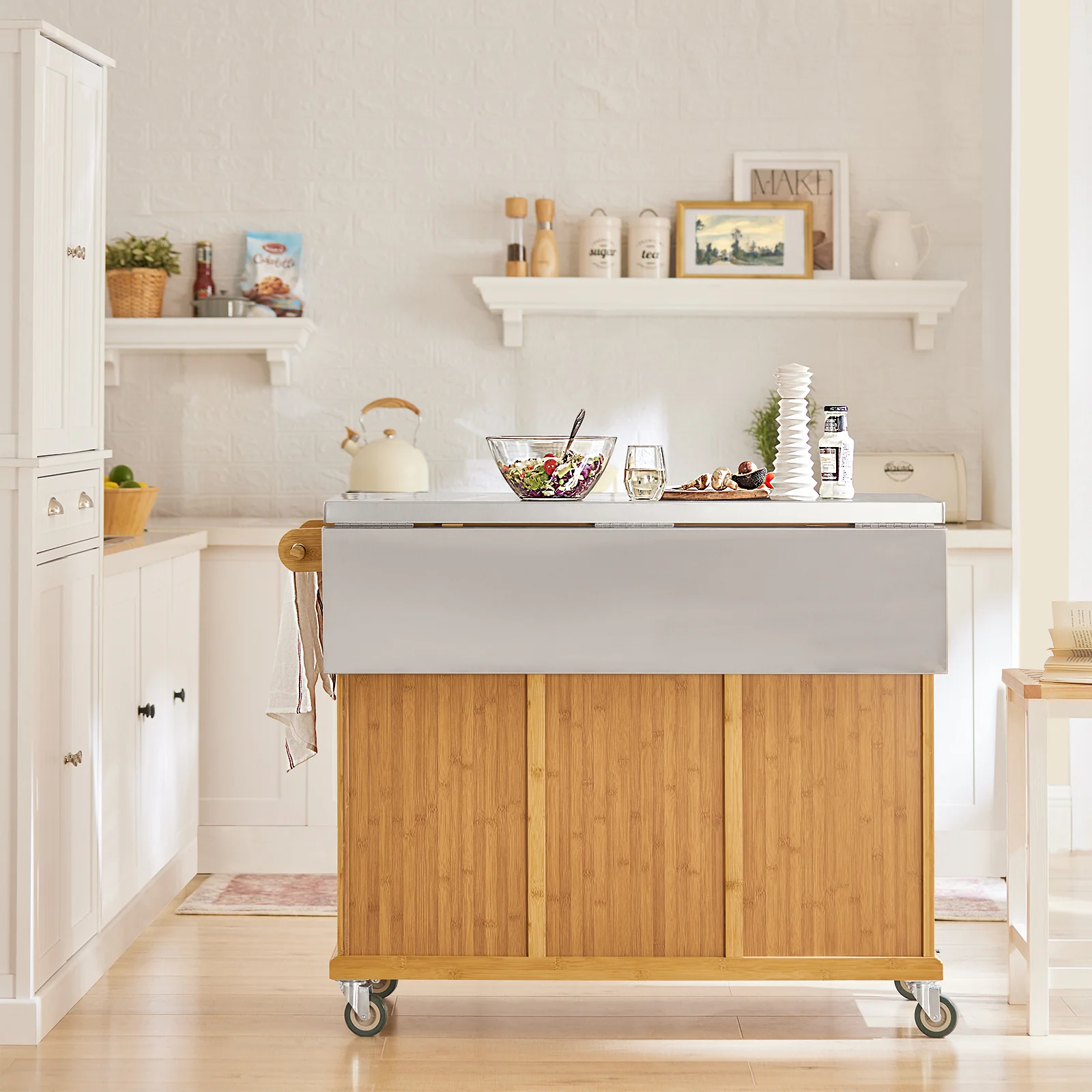 SoBuy FKW69-N Isla de Cocina con ruedas con 2 cajones y 4 Puertas - Image 8