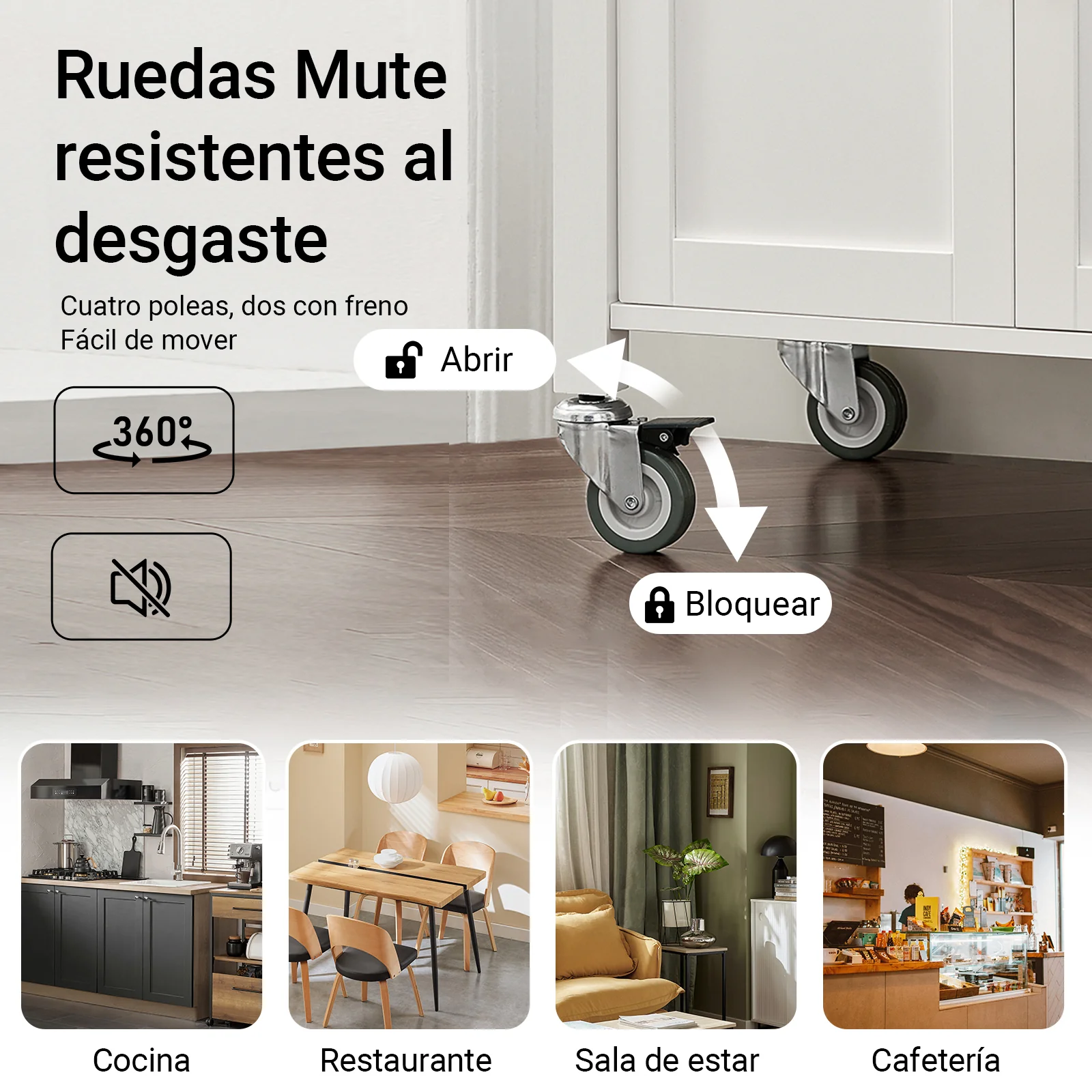 SoBuy FKW22-WN Carrito de Servir móvil con 2 Puertas y 1 cajón Blanco - Image 5