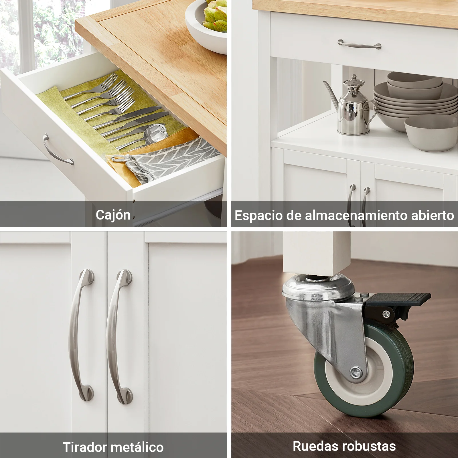 SoBuy FKW22-WN Carrito de Servir móvil con 2 Puertas y 1 cajón Blanco - Image 6