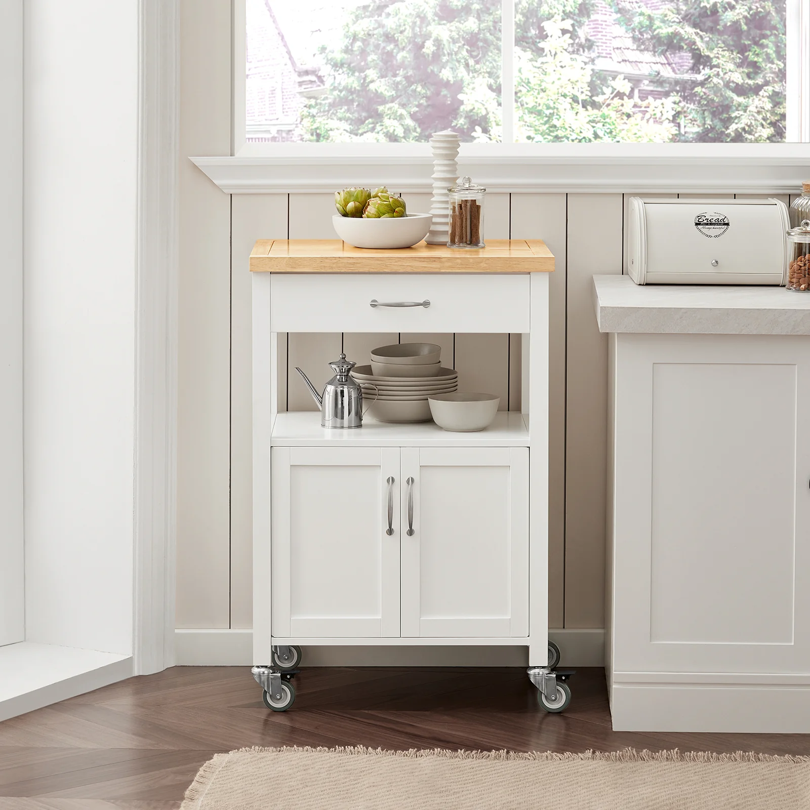 SoBuy FKW22-WN Carrito de Servir móvil con 2 Puertas y 1 cajón Blanco - Image 7