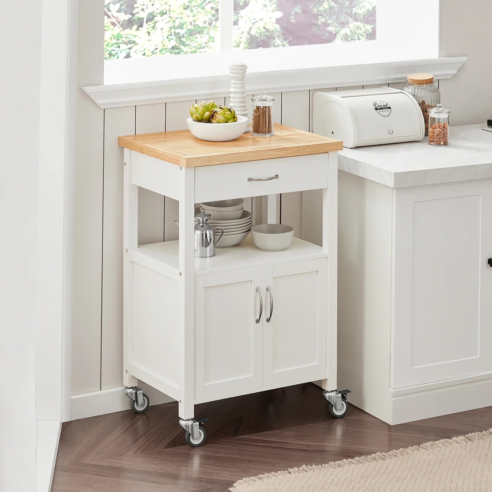 SoBuy FKW22-WN Carrito de Servir móvil con 2 Puertas y 1 cajón Blanco - Image 9