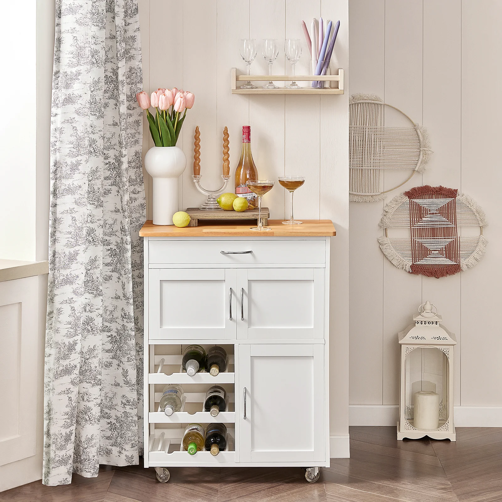 SoBuy FKW45-WN Carrito de Cocina con 3 Puertas y 1 cajón Blanco - Image 4