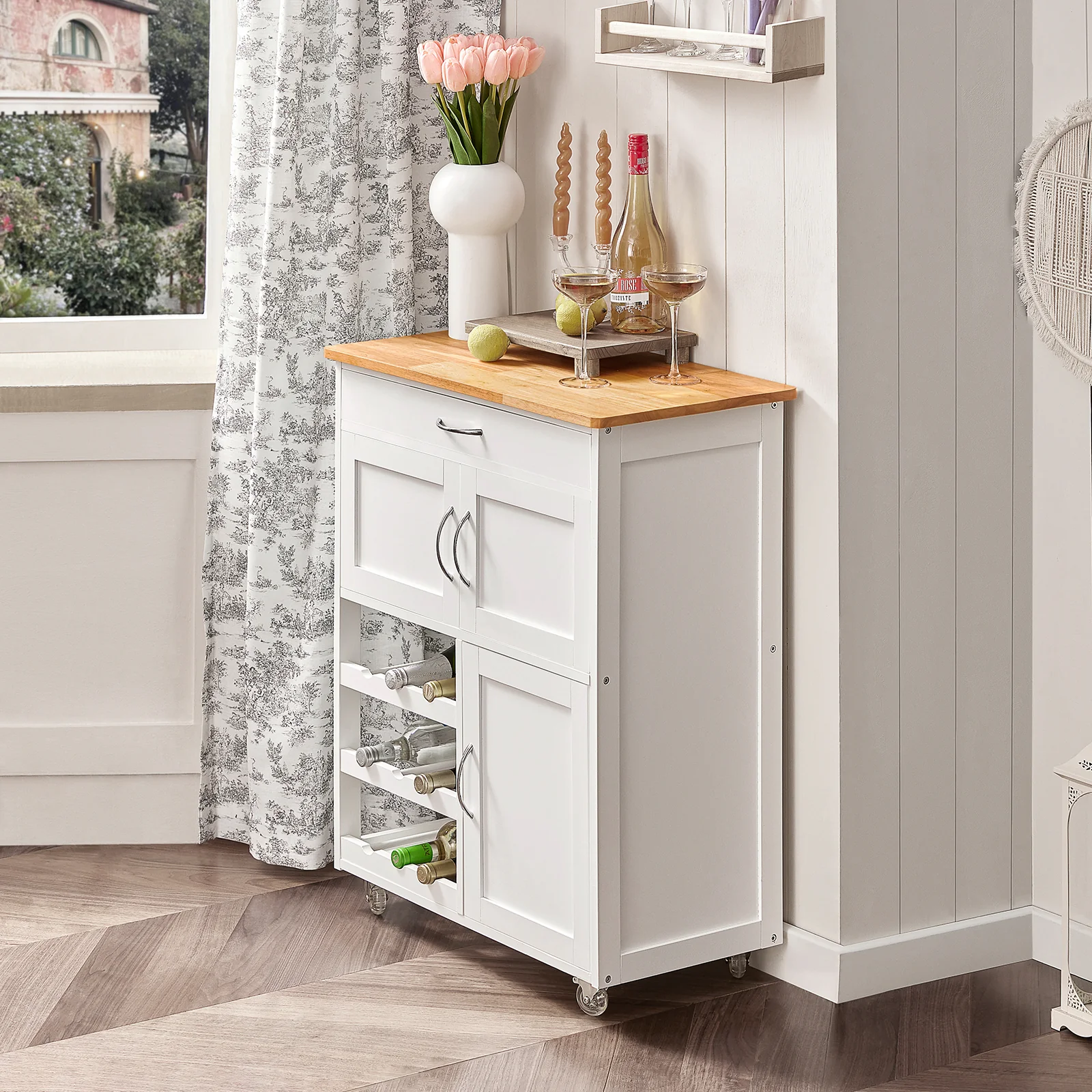 SoBuy FKW45-WN Carrito de Cocina con 3 Puertas y 1 cajón Blanco - Image 5