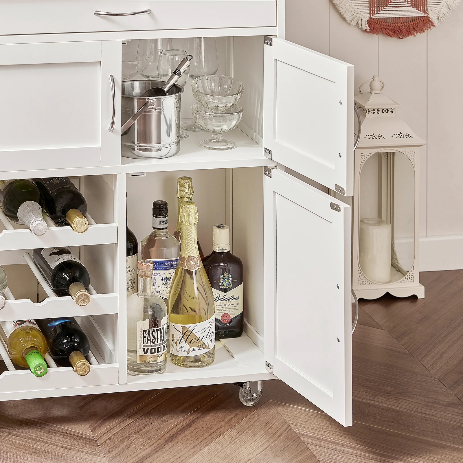 SoBuy FKW45-WN Carrito de Cocina con 3 Puertas y 1 cajón Blanco - Image 8