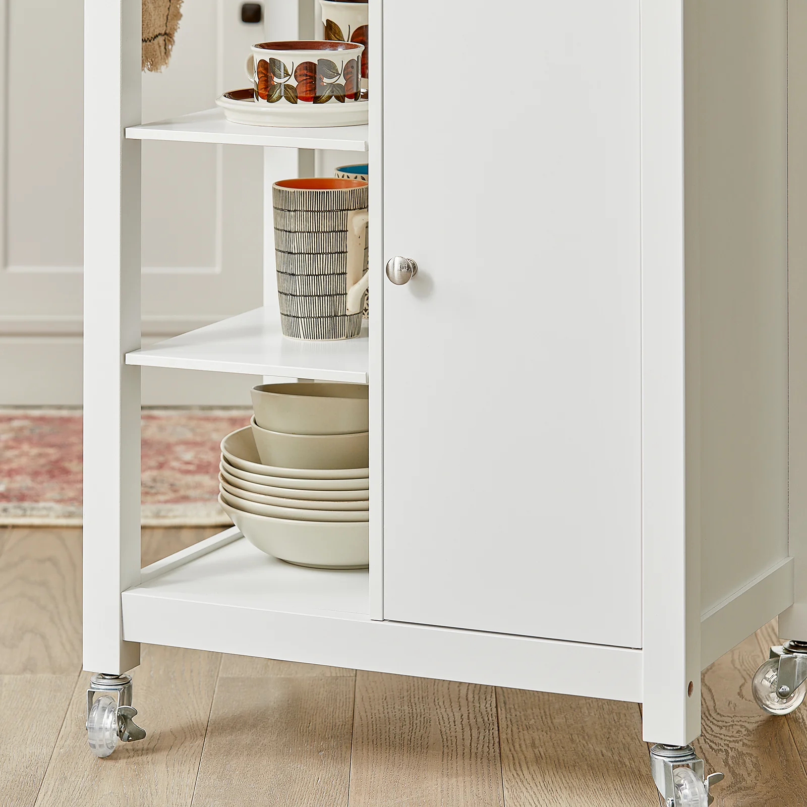 SoBuy FKW46-WN Carrito de Cocina con 3 Estantes 1 Puerta y 1 cajón - Image 8