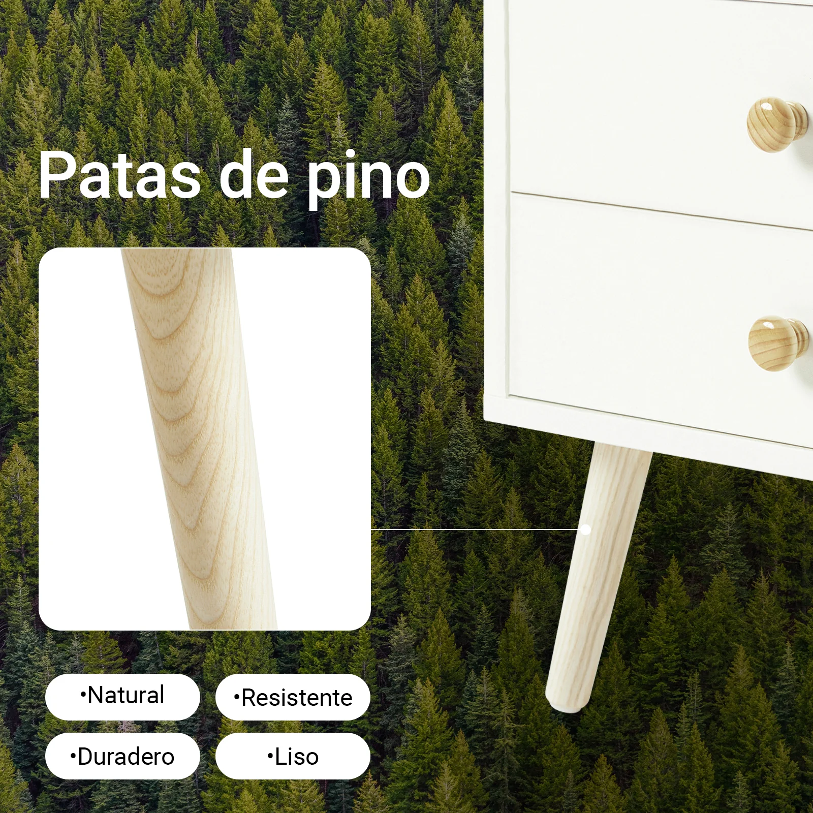 SoBuy FBT100-W Mesita de Noche con 2 cajones y 4 Compartimento Blanco - Image 4