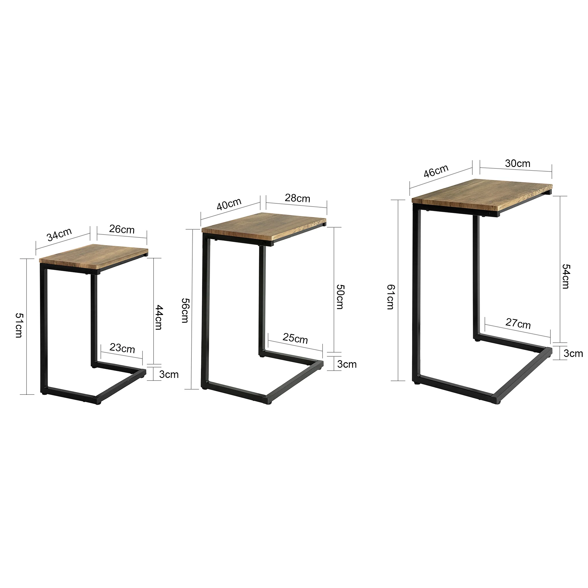 SoBuy FBT102-F Juego de 3 Mesas Auxiliares para Salón Madera - Image 3