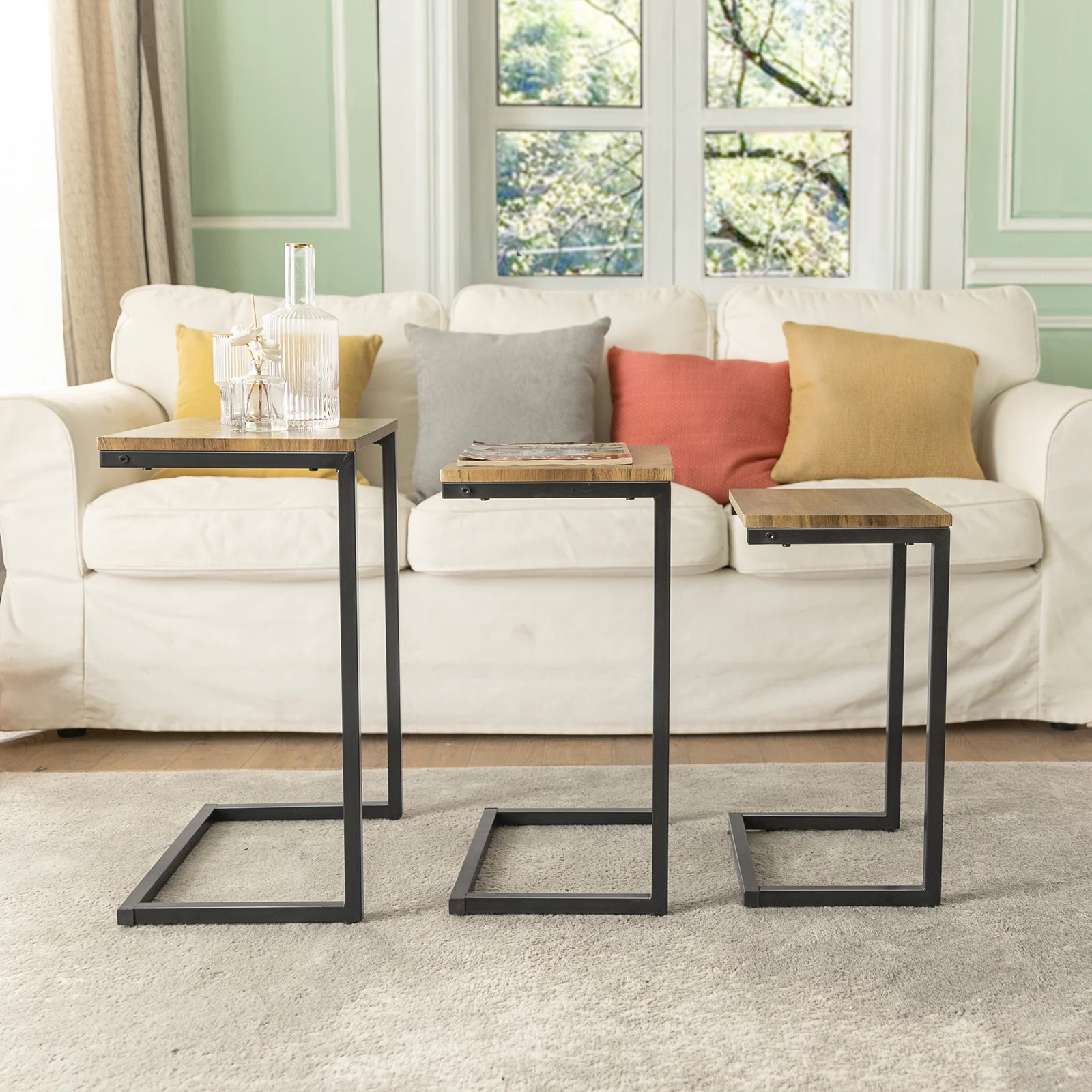 SoBuy FBT102-F Juego de 3 Mesas Auxiliares para Salón Madera - Image 8