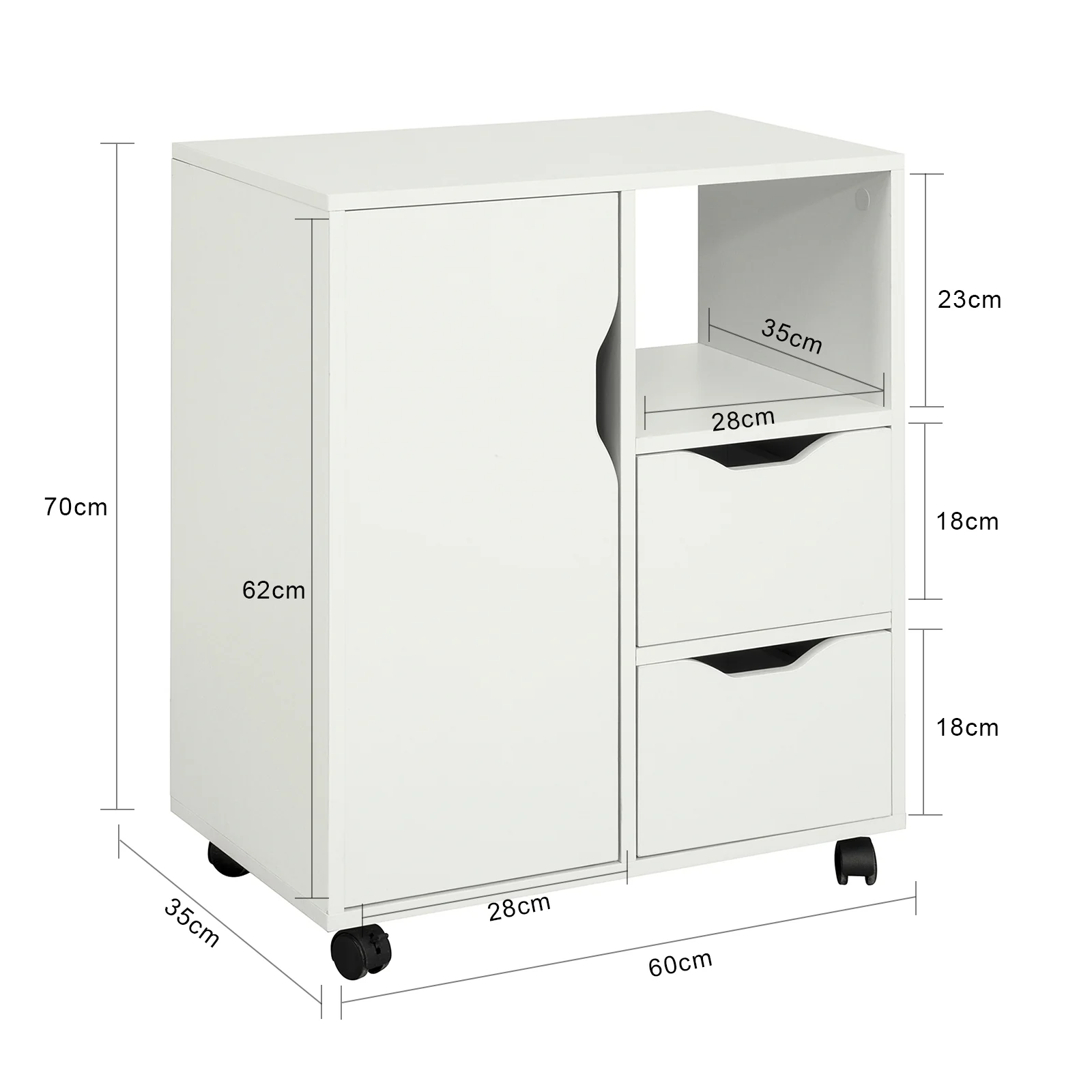 SoBuy FBT105-W Soporte para Impresora de archivador de Oficina en casa Blanco - Image 3