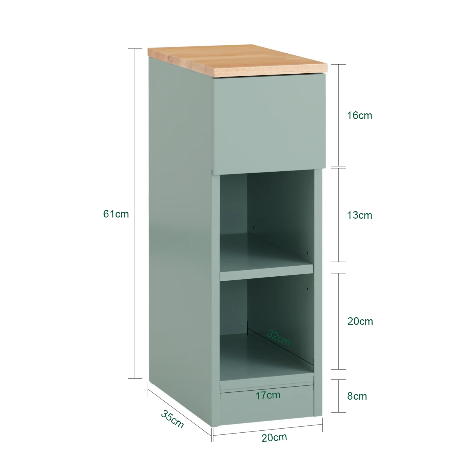 SoBuy FBT111-GR Mesita de Noche con 1 cajón Verde 20 x 35 x 61 cm - Image 3