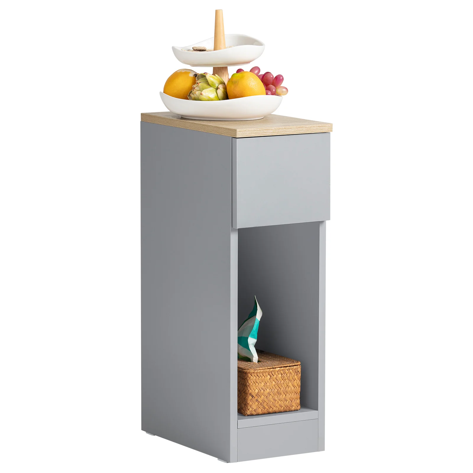 SoBuy FBT111-HG Mesita estrecho de Noche con 1 Cajón Gris