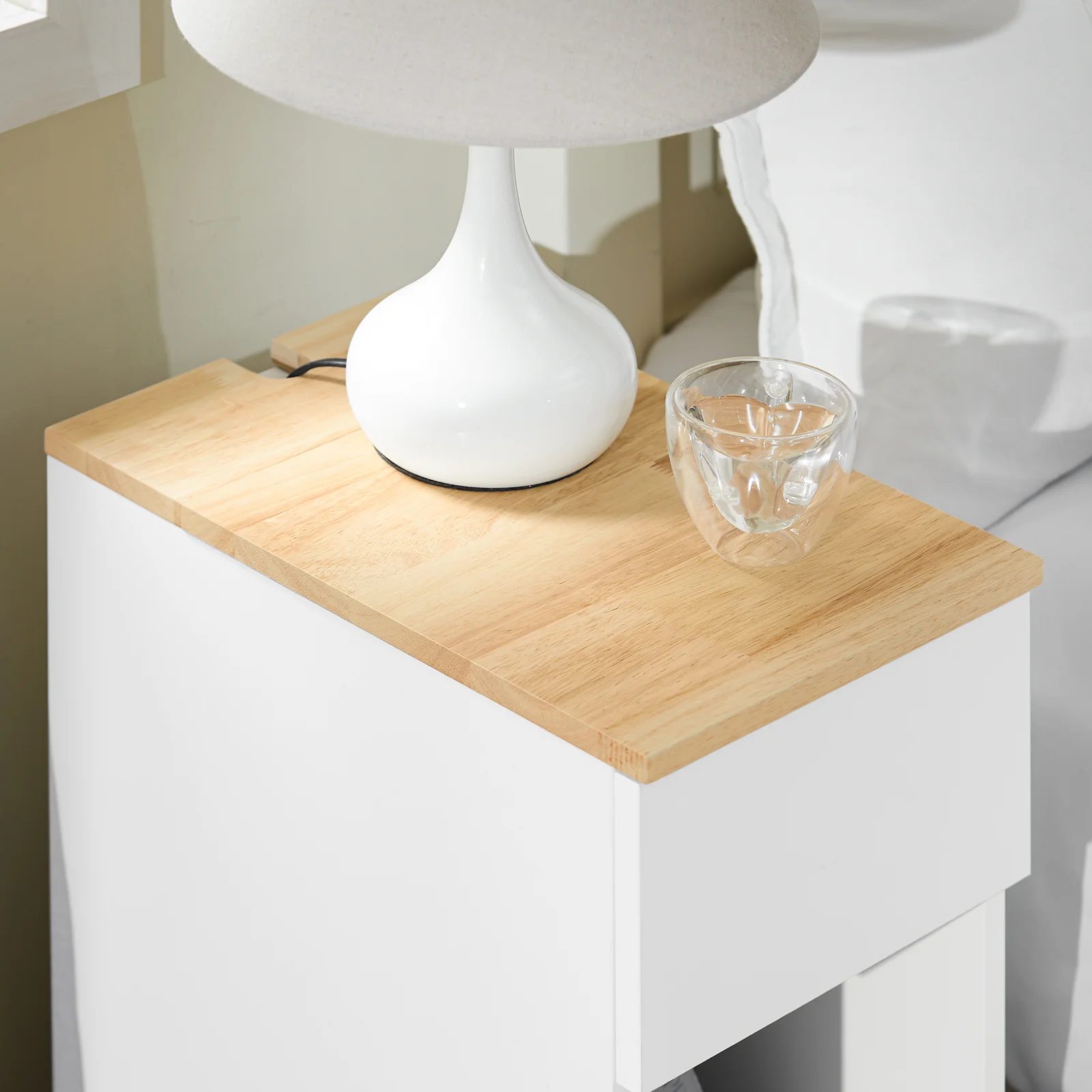 SoBuy FBT111-II-WN Mesa Auxiliar Mesita de Noche con 1 Cajón Blanco 40 x 25 x 60 cm - Image 9