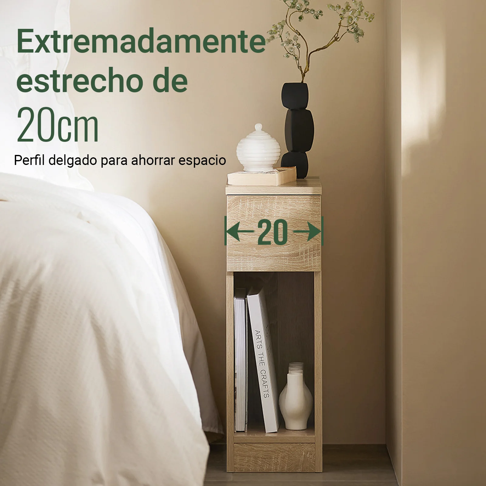 SoBuy FBT111-N Mesita de Noche con 1 cajón Madera Natural - Image 8