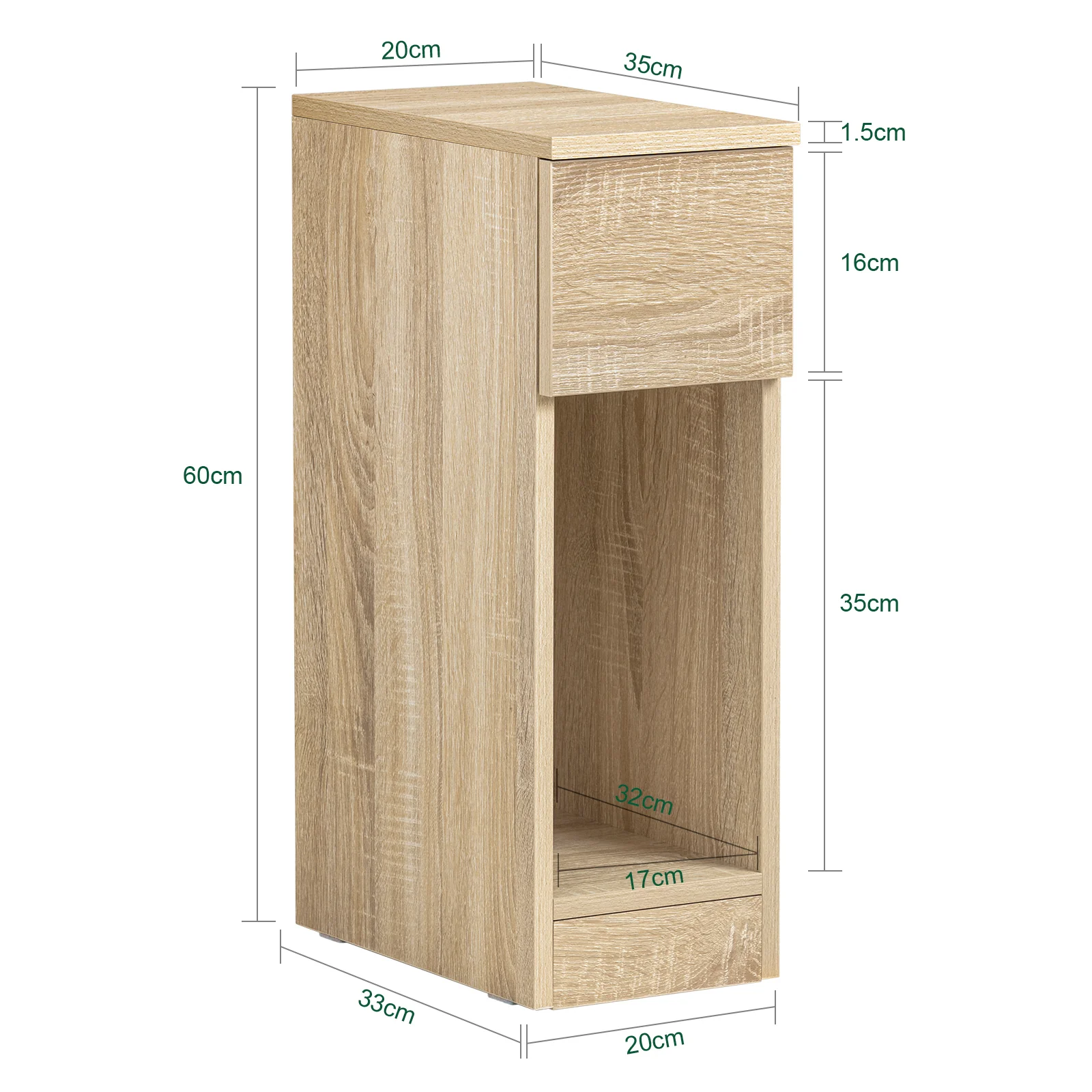 SoBuy FBT111-Nx2 Set de 2 Mesitas de Noche con 1 cajón Madera Natural - Image 3