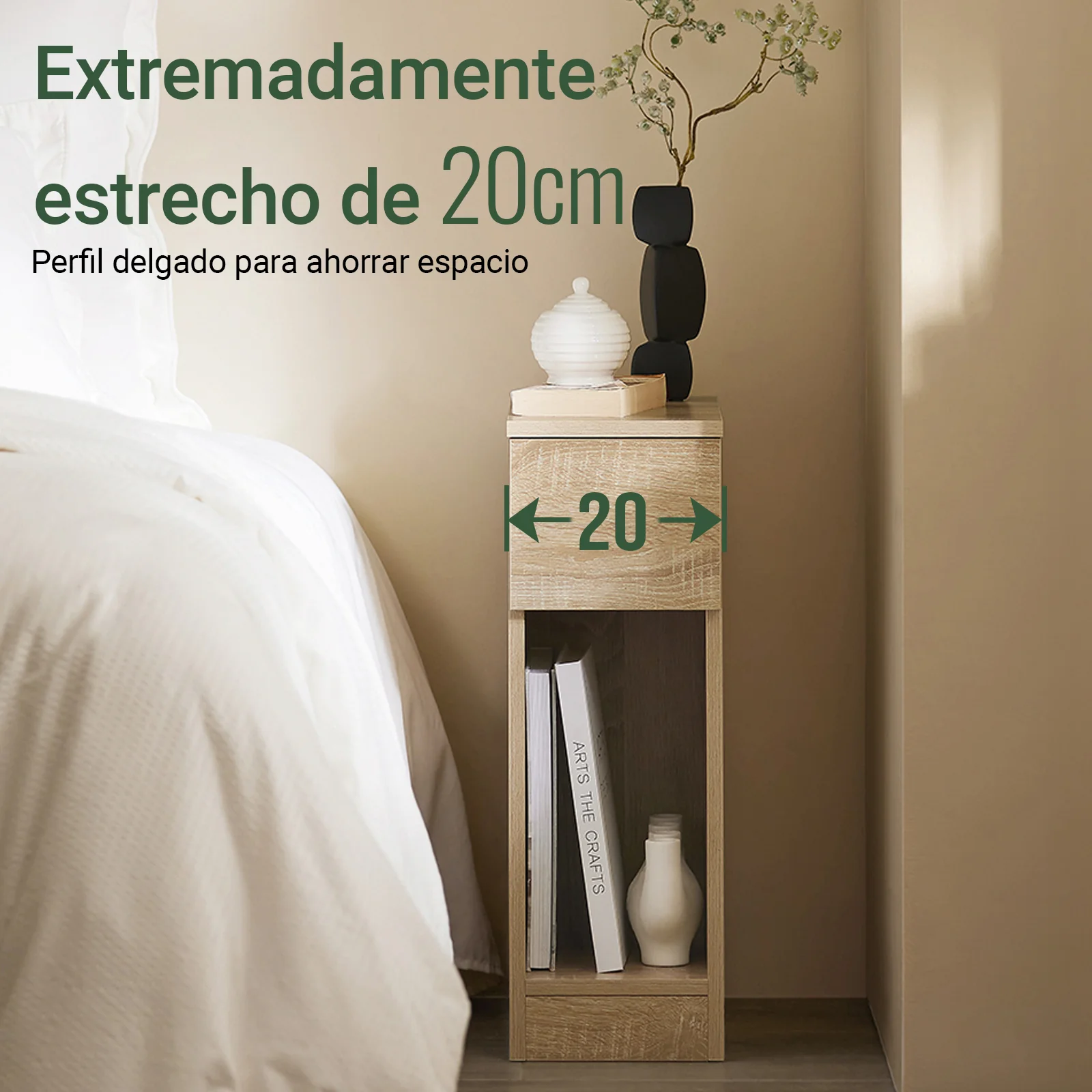 SoBuy FBT111-Nx2 Set de 2 Mesitas de Noche con 1 cajón Madera Natural - Image 4