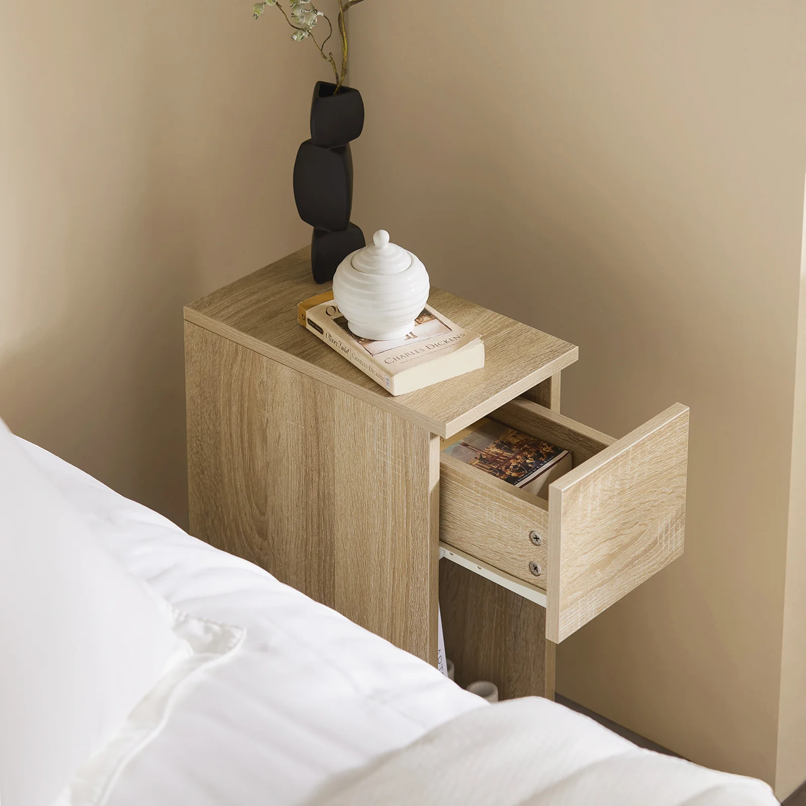 SoBuy FBT111-Nx2 Set de 2 Mesitas de Noche con 1 cajón Madera Natural - Image 6