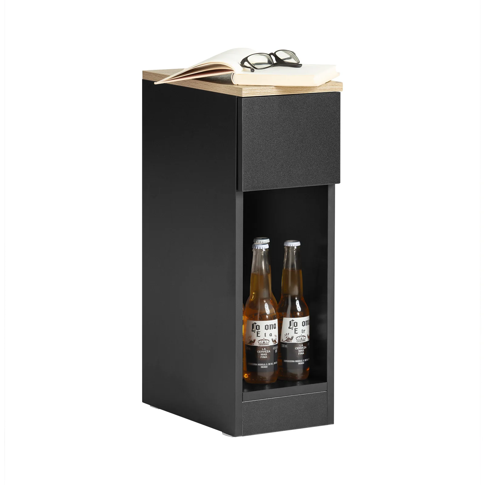 SoBuy FBT111-SCH Mesita de Noche con 1 cajón Negro 20 x 35 x 60 cm