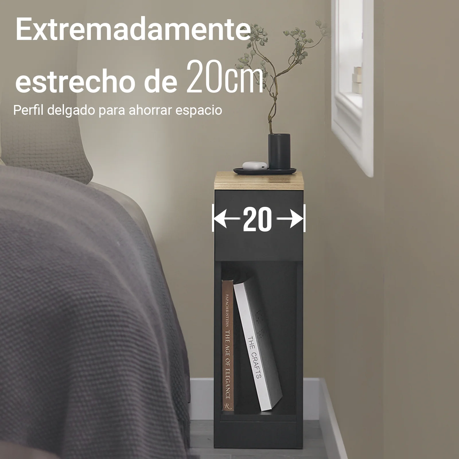 SoBuy FBT111-SCH Mesita de Noche con 1 cajón Negro 20 x 35 x 60 cm - Image 4