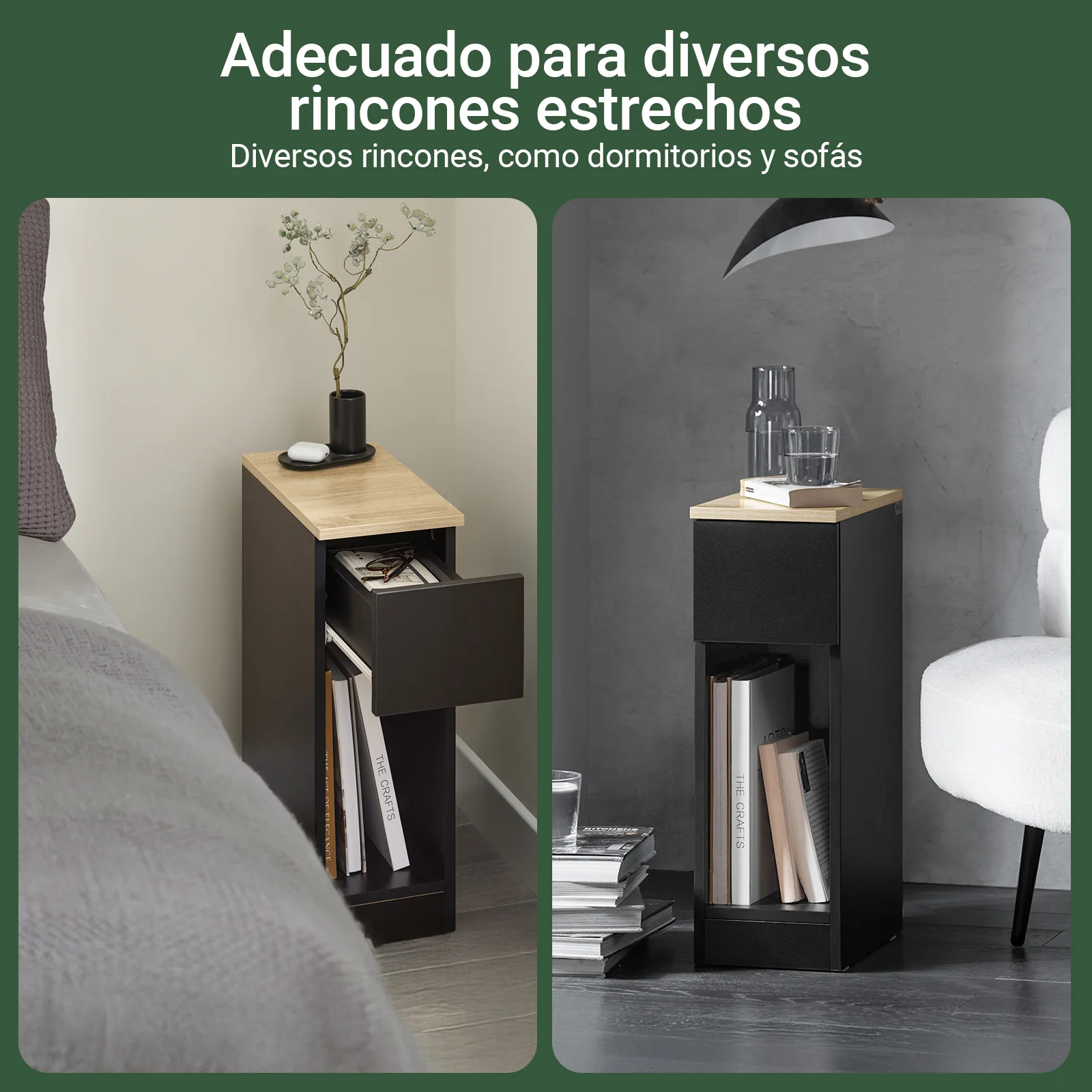 SoBuy FBT111-SCH Mesita de Noche con 1 cajón Negro 20 x 35 x 60 cm - Image 5