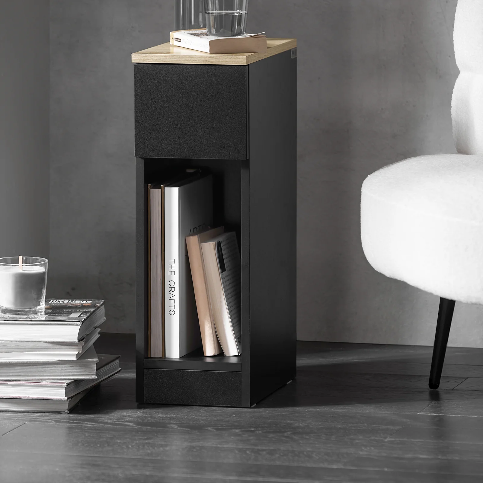 SoBuy FBT111-SCHx2 Set de 2 Mesitas de Noche con 1 cajón Negro - Image 5