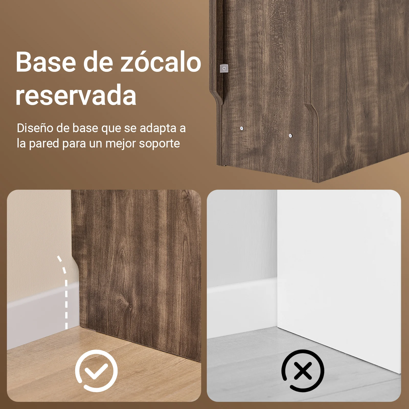 SoBuy FBT111-SN Mesita de Noche Estrecha con cajón y 2 Estante Marrón - Image 7