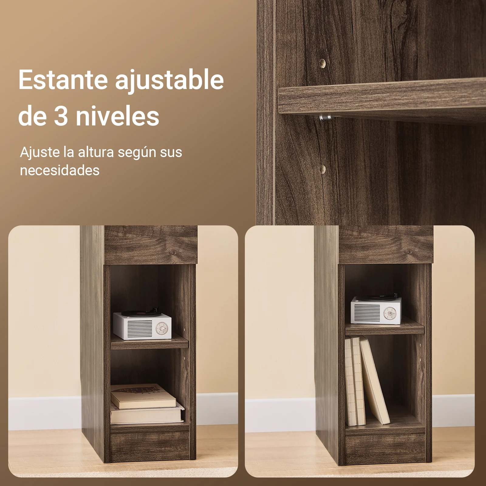 SoBuy FBT111-SN Mesita de Noche Estrecha con cajón y 2 Estante Marrón - Image 8
