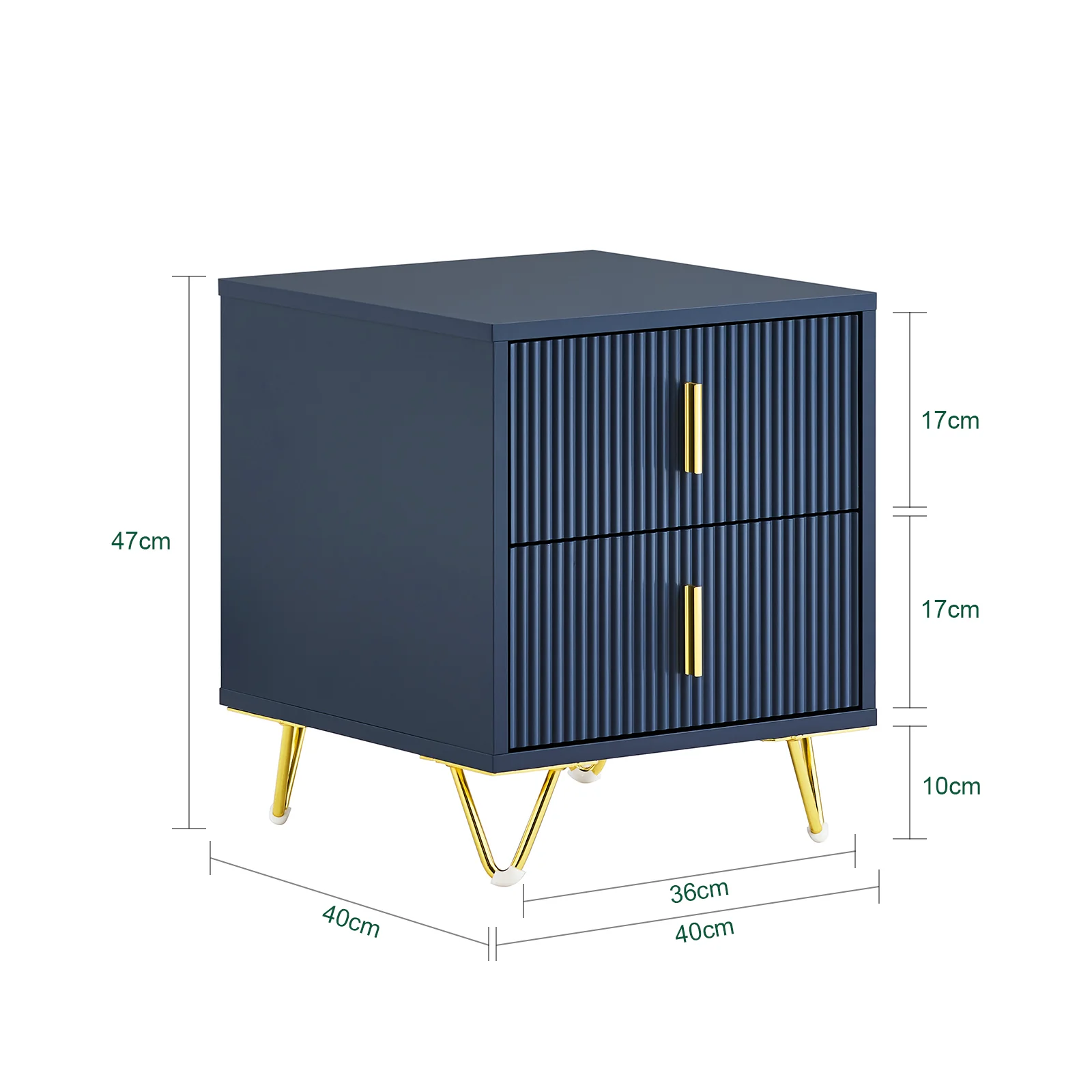 SoBuy FBT115-B Mesita de Noche Mesa Auxiliar con 2 cajones Moderna Azul - Image 3