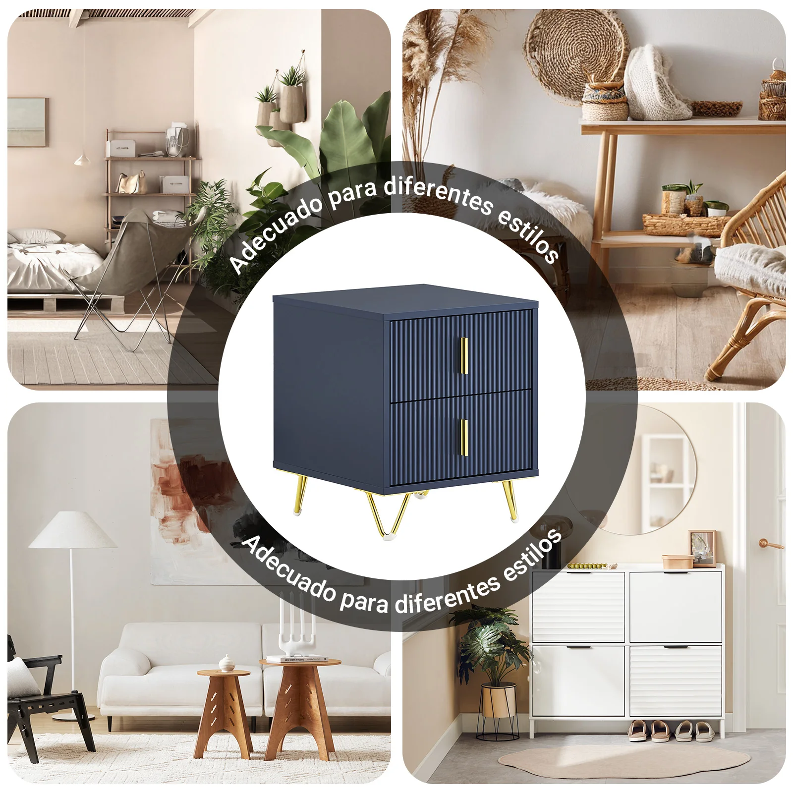 SoBuy FBT115-B Mesita de Noche Mesa Auxiliar con 2 cajones Moderna Azul - Image 8