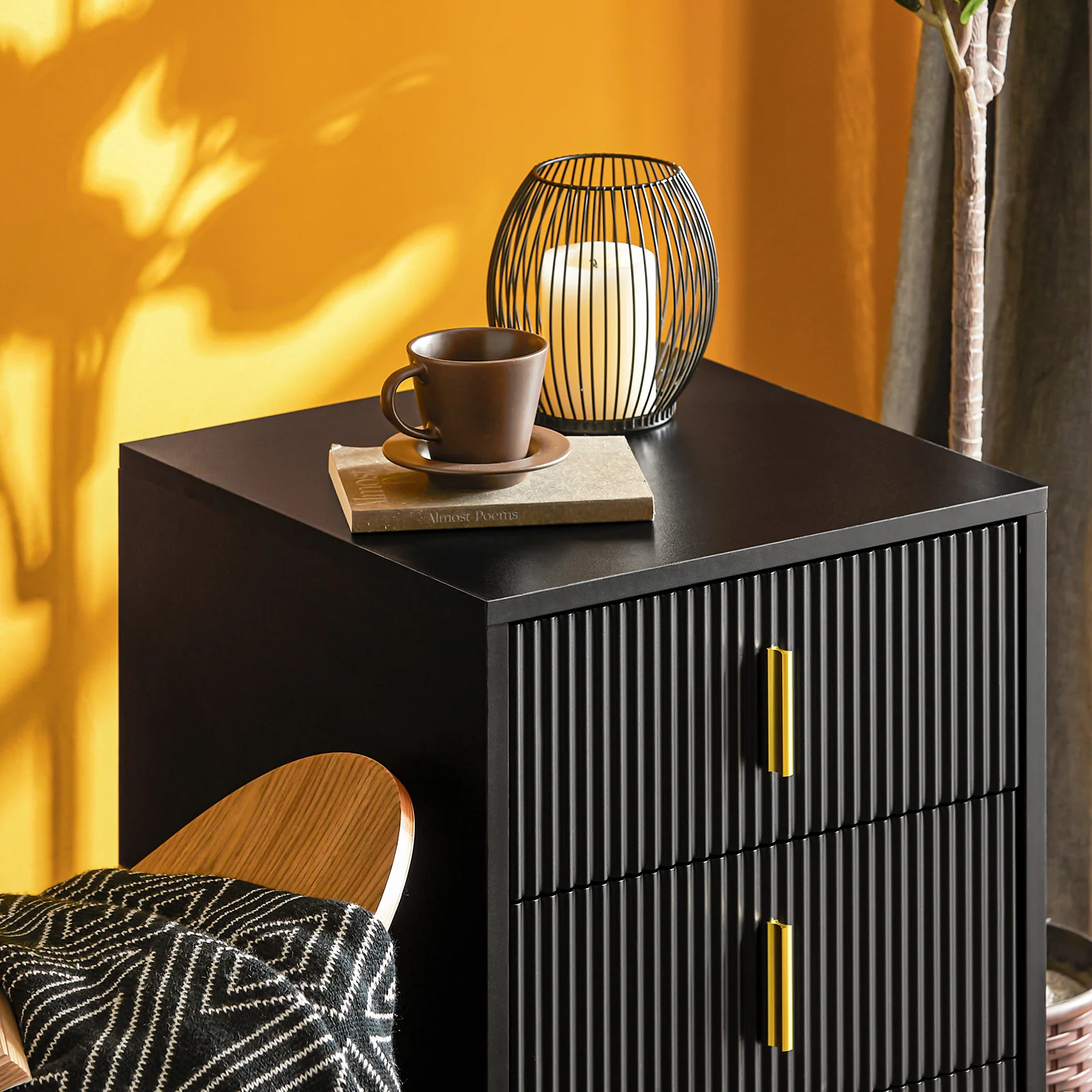 SoBuy FBT115-L-SCH Mesita de Noche con 3 cajones 40x40x63 cm Negro - Image 6