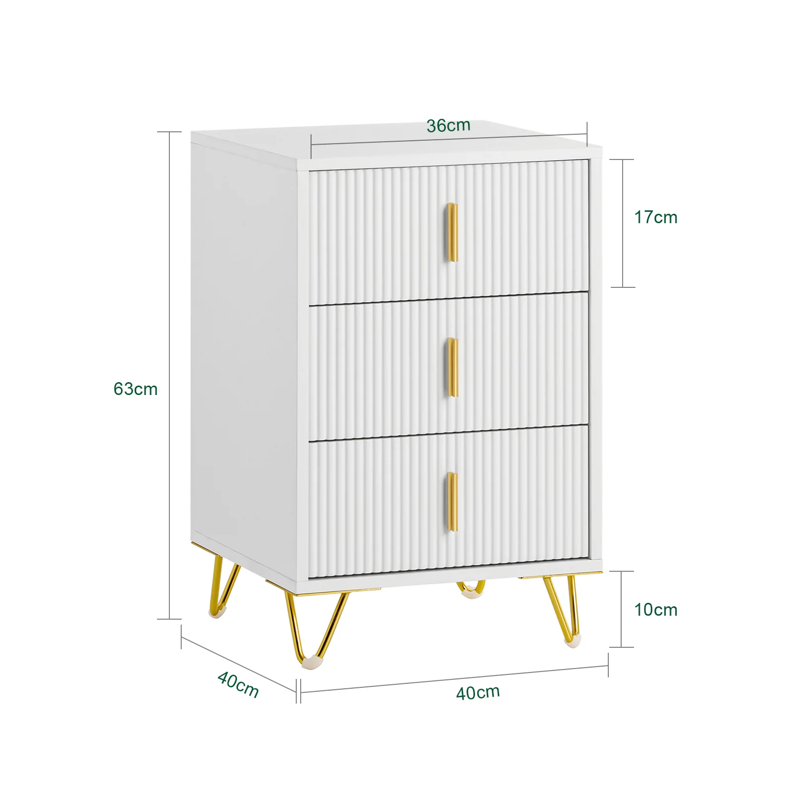 SoBuy FBT115-L-Wx2 Set de 2 Mesitas de Noche con 3 cajones Blanco - Image 3