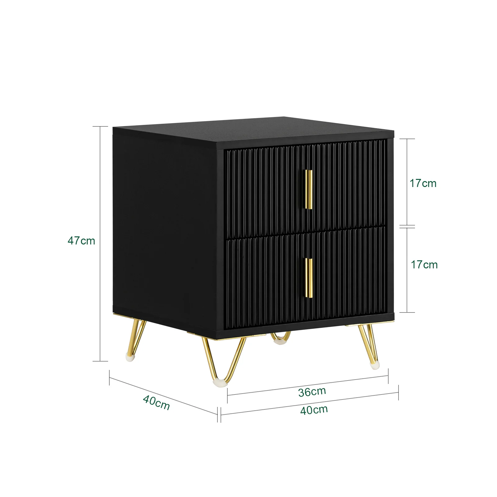 SoBuy FBT115-SCHx2 Set de 2 Mesitas de Noche con 2 cajones Negro - Image 3