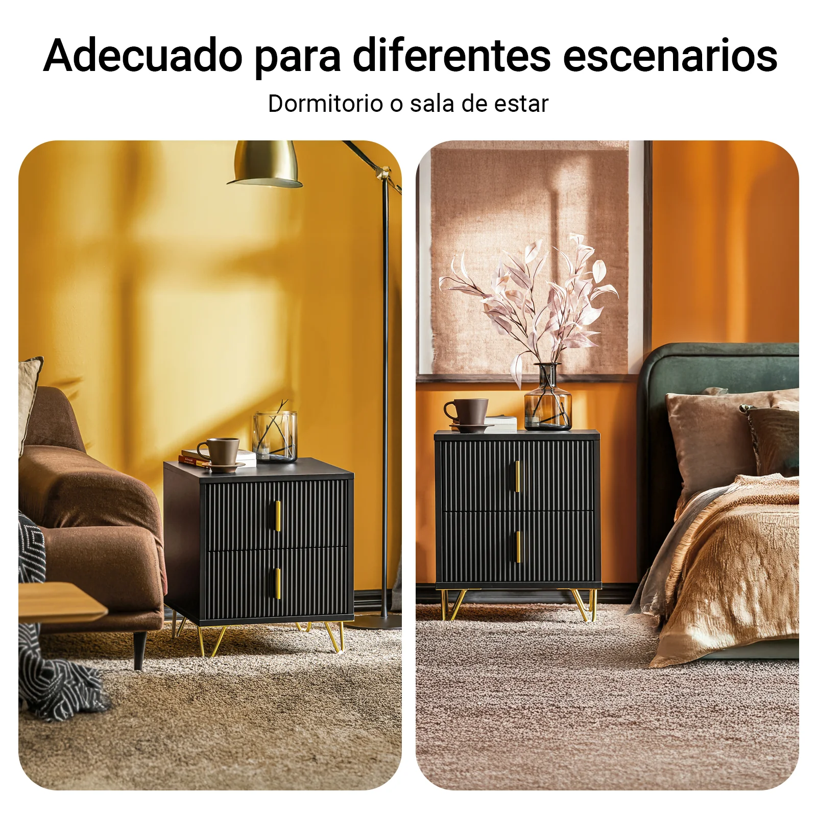 SoBuy FBT115-SCH Mesita de Noche con 2 Cajones Negro 40x40x47cm - Image 6