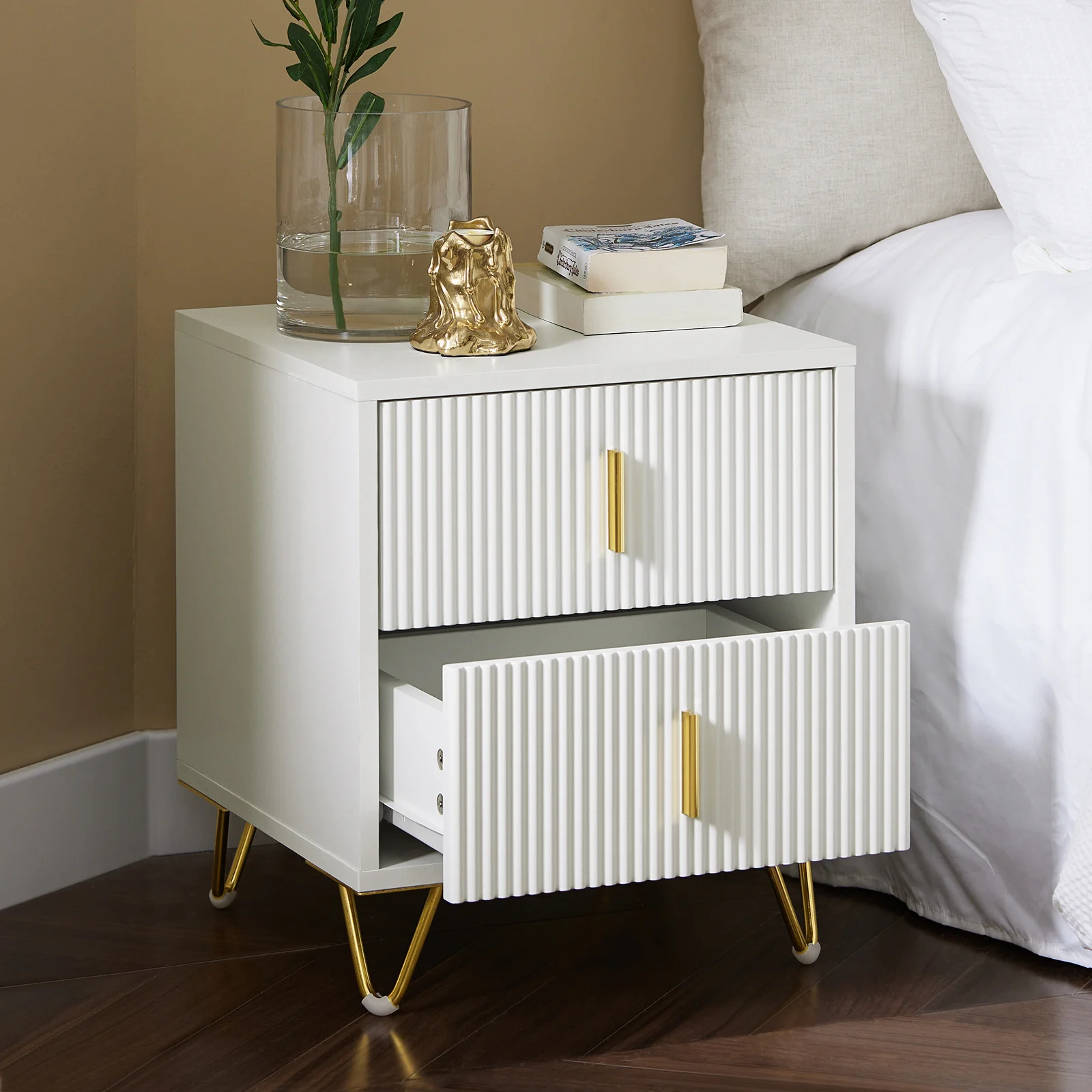 SoBuy FBT115-Wx2 Set de 2 Mesitas de Noche para Dormitorio y Salon Blanca - Image 5