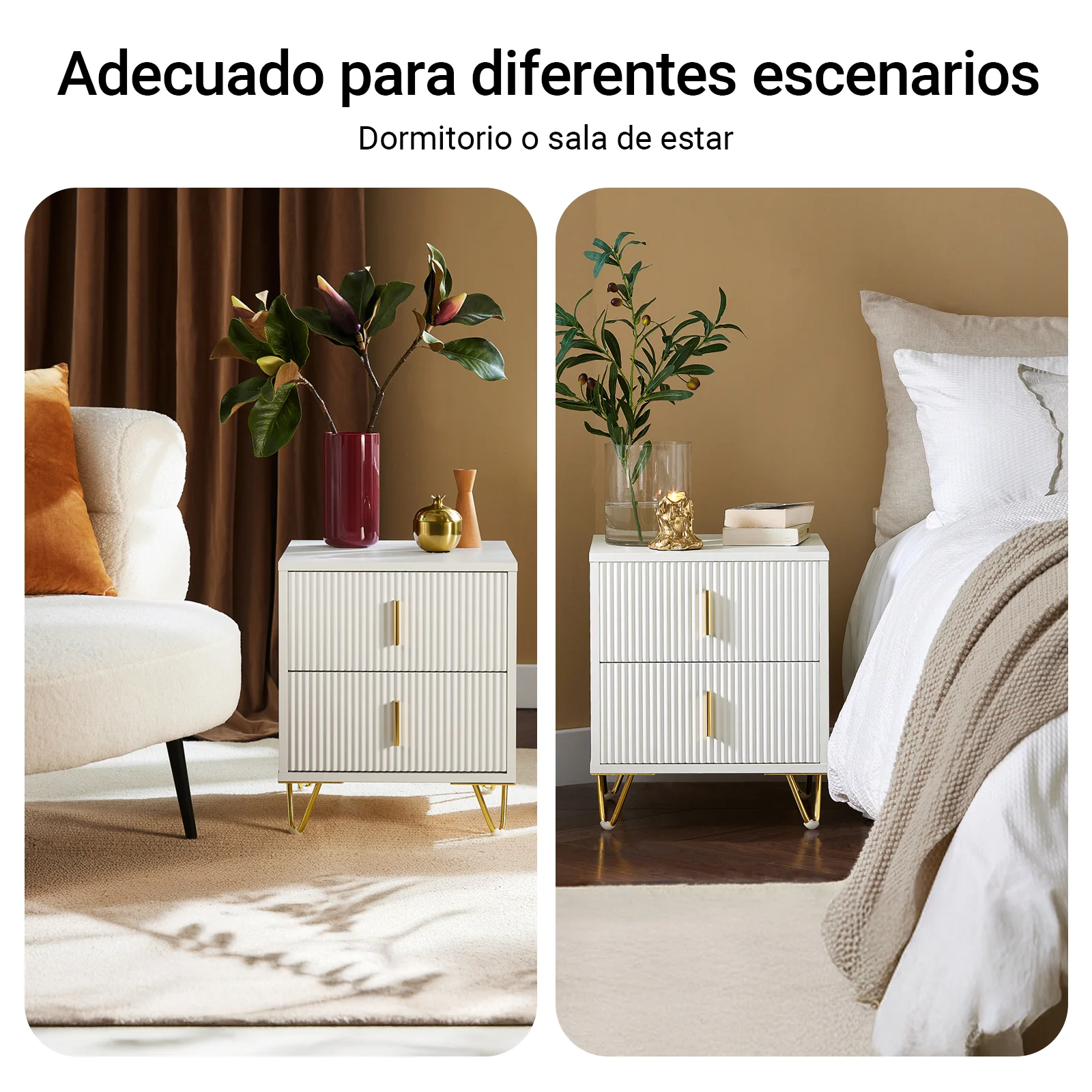 SoBuy FBT115-Wx2 Set de 2 Mesitas de Noche para Dormitorio y Salon Blanca - Image 6