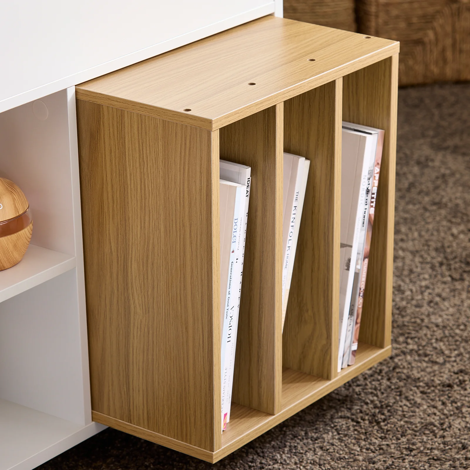 SoBuy FBT134-W Mesa Auxiliar con 1 Cajón y 2 Compartimentos 70 x 30 x 61 cm - Image 9