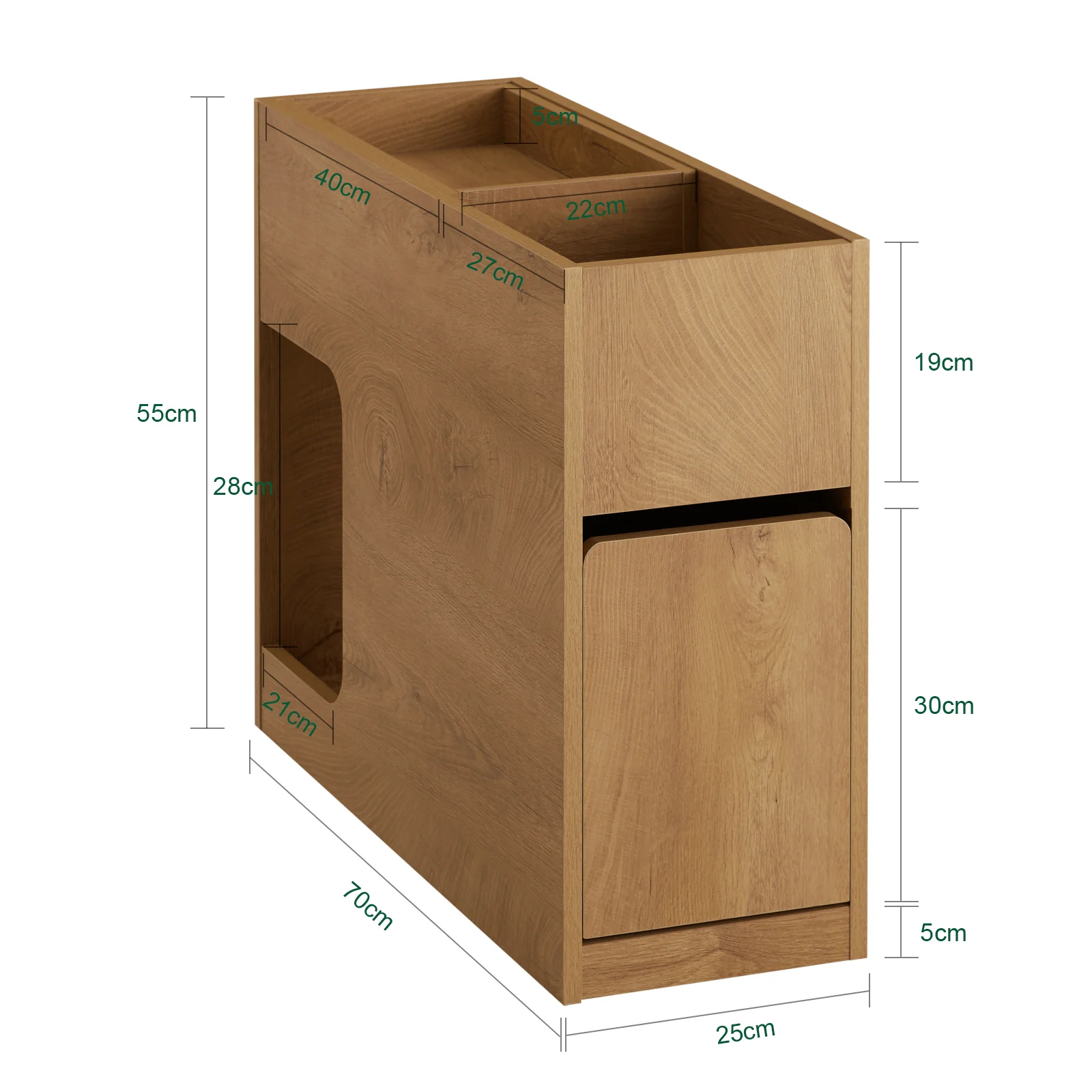SoBuy FBT158-N Mesa Auxiliar con 1 Bandeja extraíble 1 cajón y 1 Compartimento Marrón - Image 3