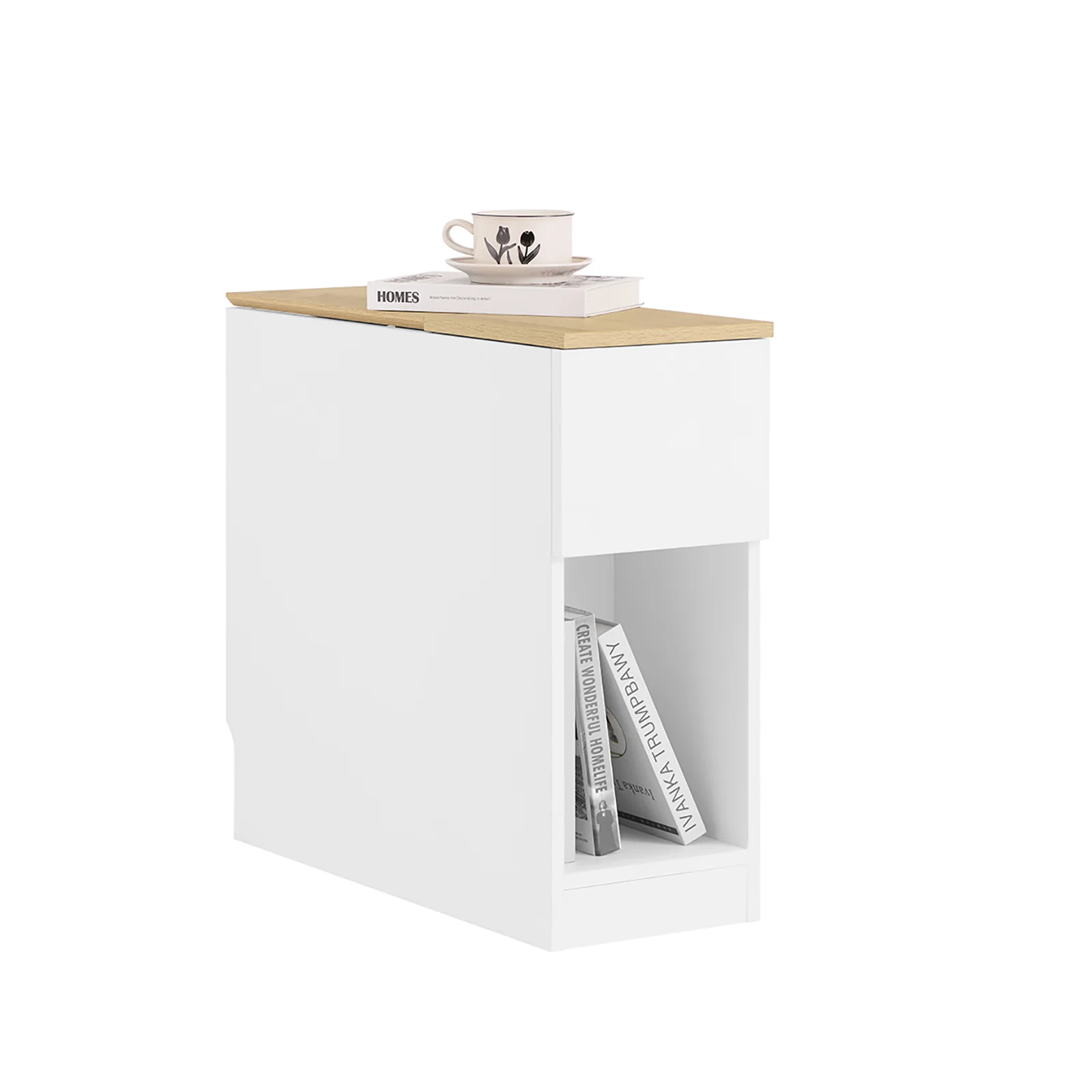 SoBuy FBT162-WN Mesitas de Noche con 3 compartimentos Blanco y Madera 25 x 65 x 60 cm