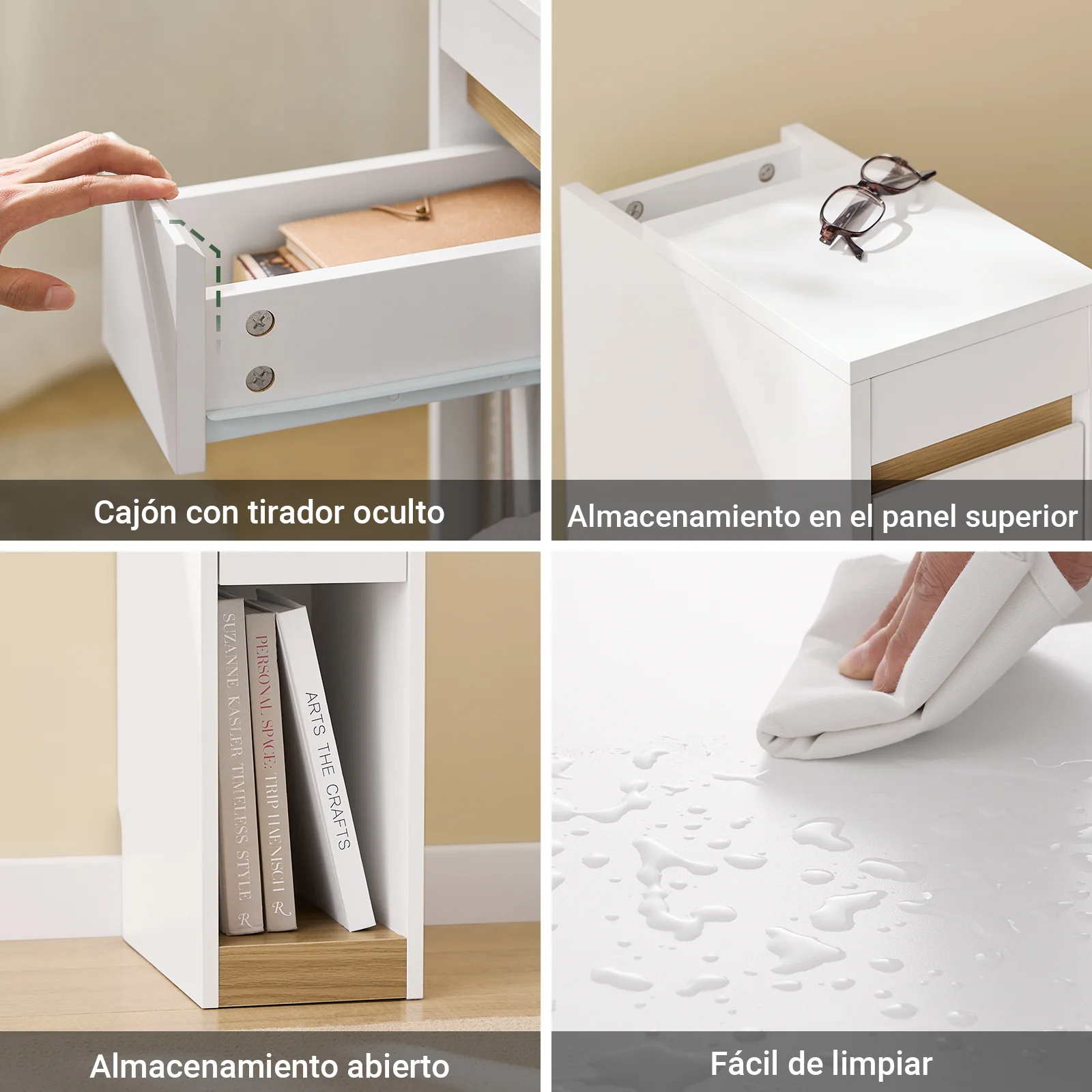 SoBuy FBT163-WN Mesitas de Noche con Cajón y Tapa Removible 20 x 35 x 60 cm - Image 6