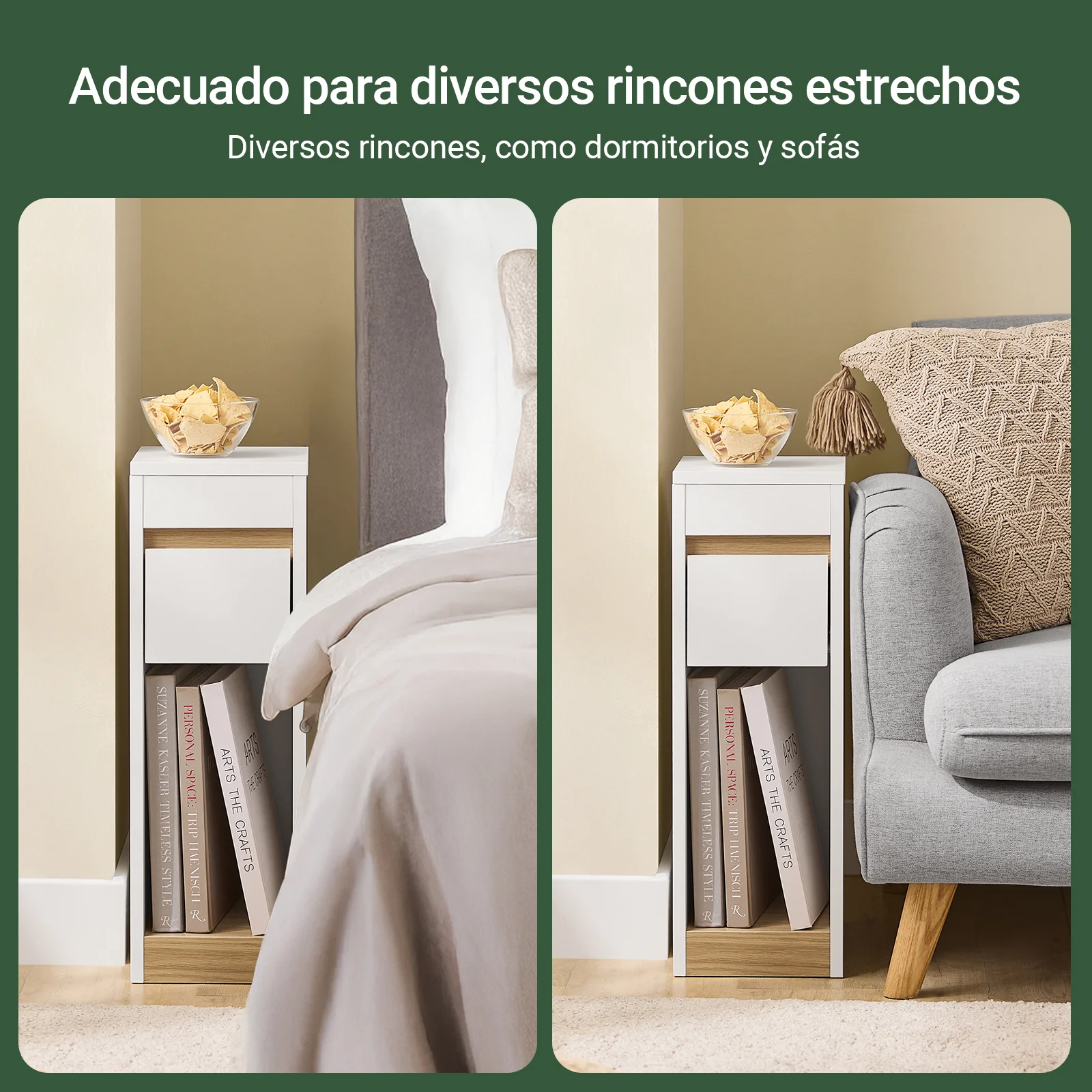 SoBuy FBT163-WN Mesitas de Noche con Cajón y Tapa Removible 20 x 35 x 60 cm - Image 8