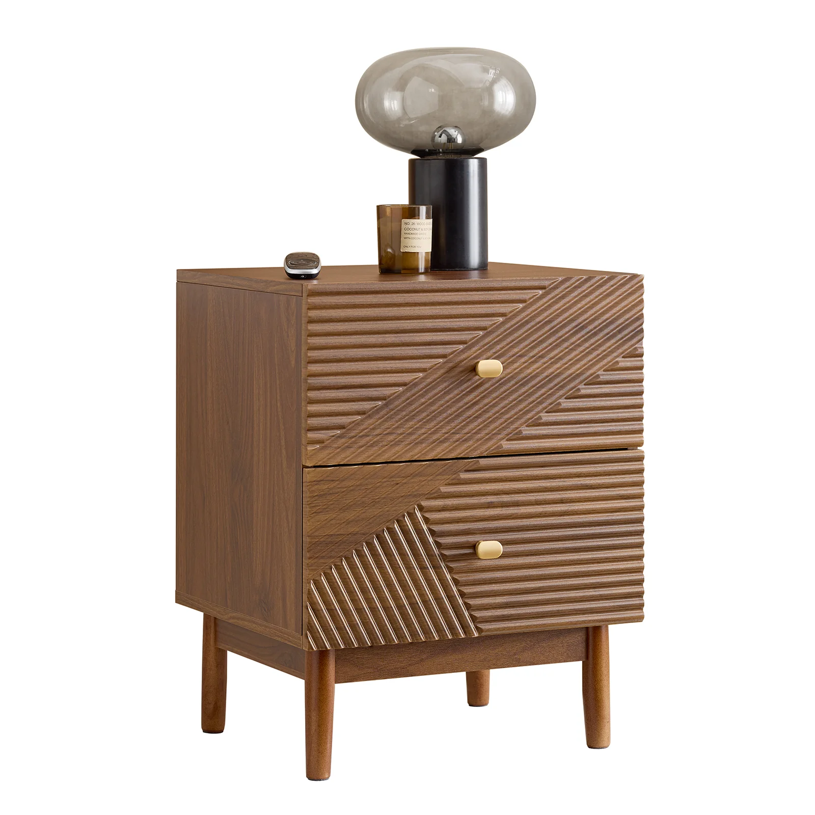 SoBuy FBT170-N Mesita de Noche Vintage con 2 Cajones Marrón 45×40×58 cm