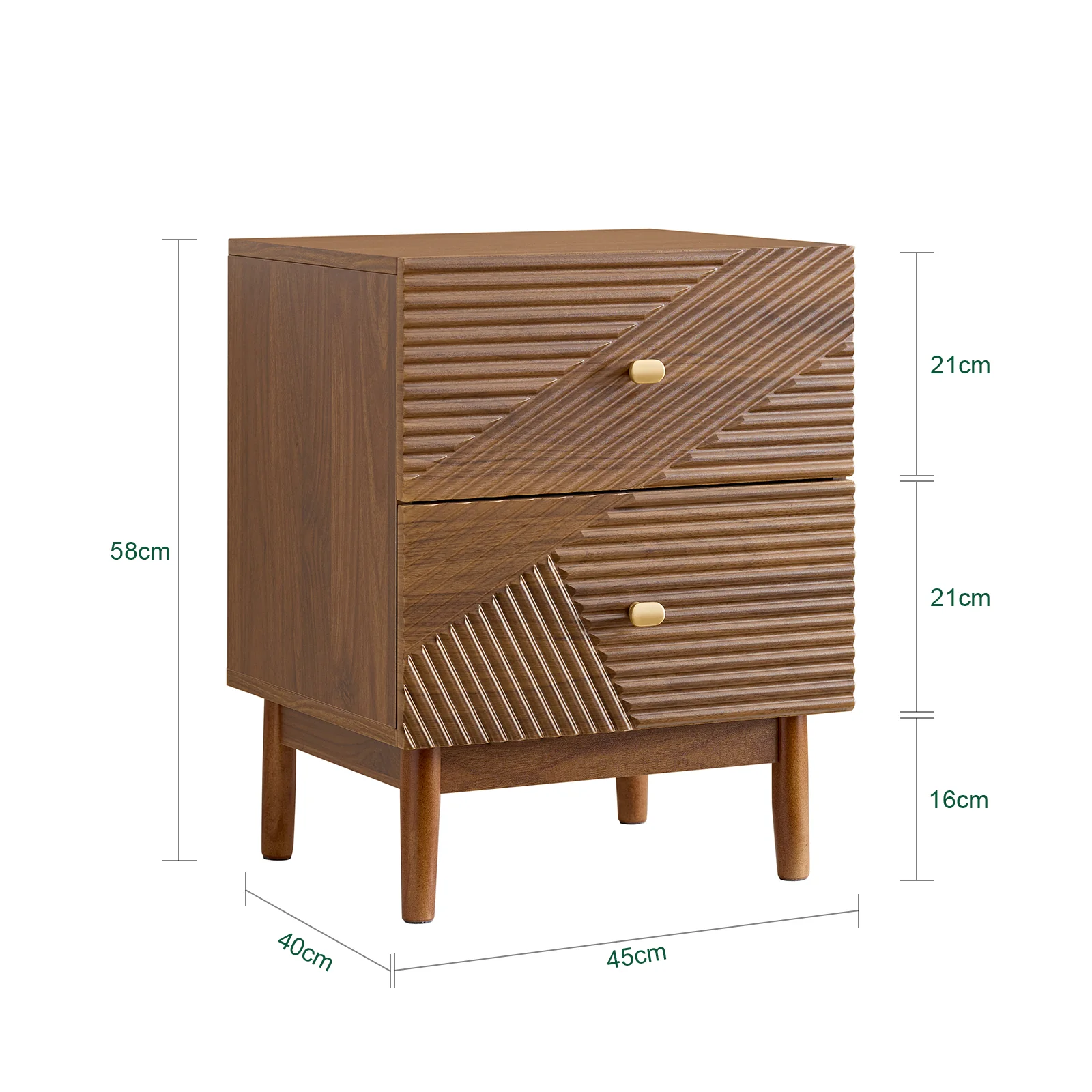SoBuy FBT170-N Mesita de Noche Vintage con 2 Cajones Marrón 45×40×58 cm - Image 3
