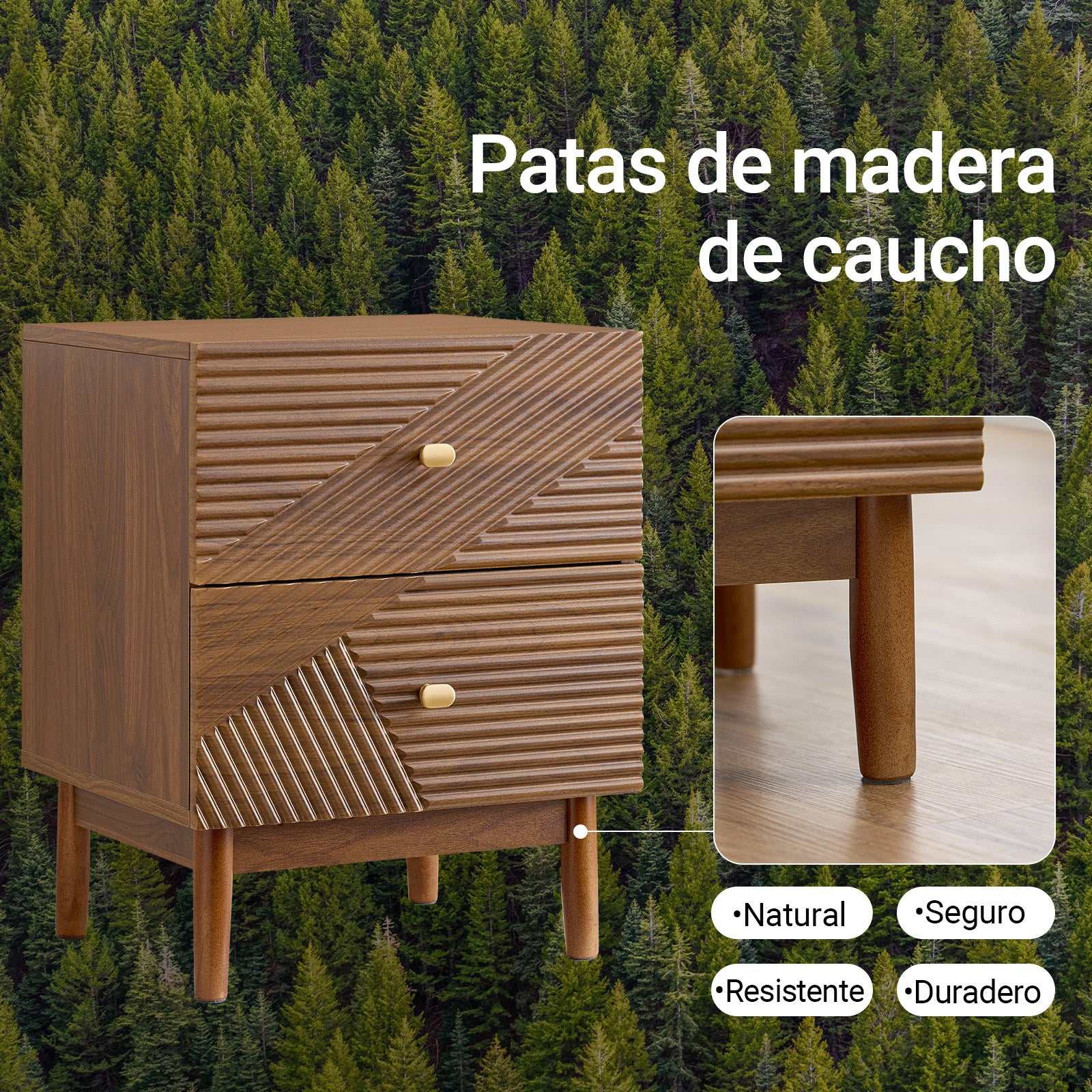SoBuy FBT170-N Mesita de Noche Vintage con 2 Cajones Marrón 45×40×58 cm - Image 4