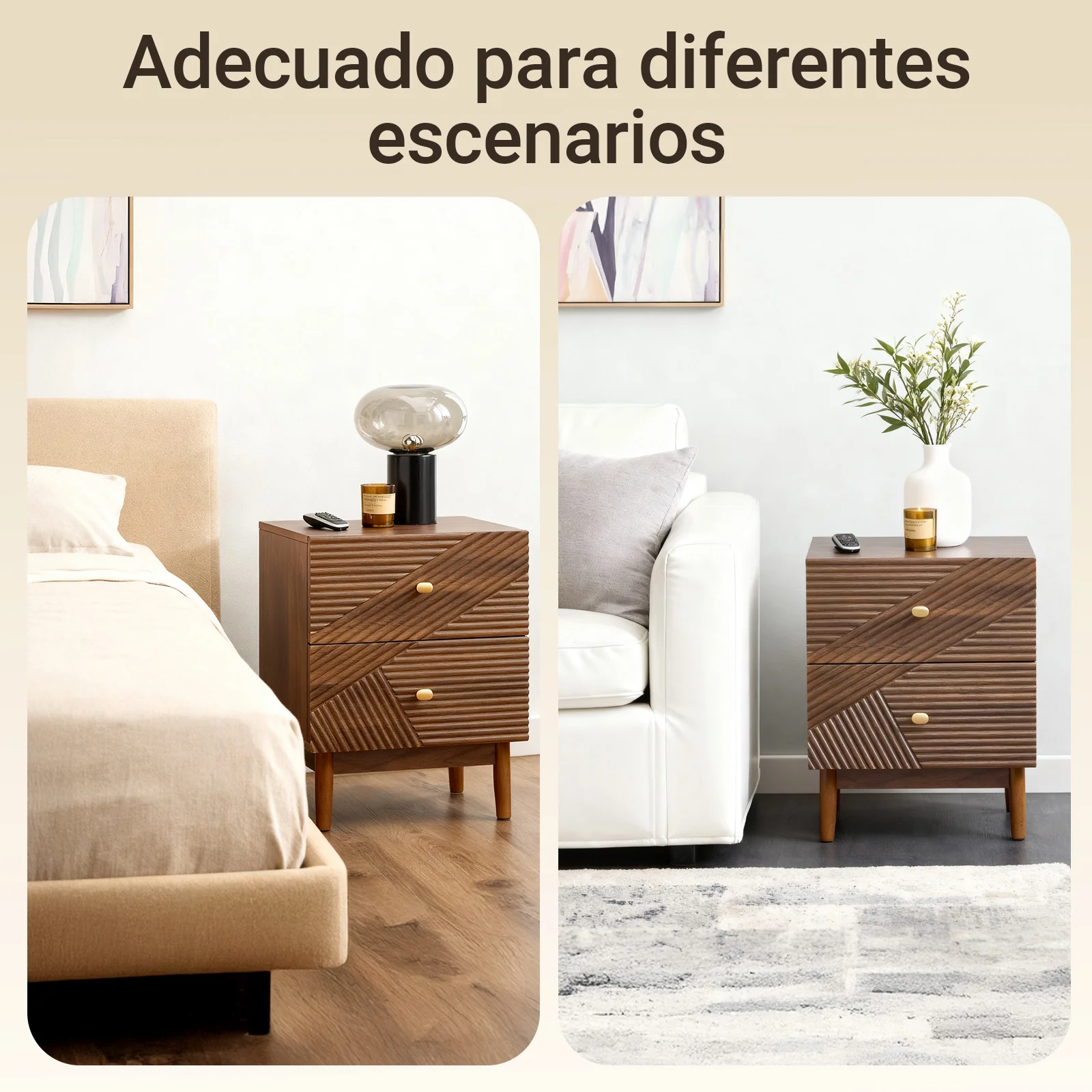 SoBuy FBT170-N Mesita de Noche Vintage con 2 Cajones Marrón 45×40×58 cm - Image 5