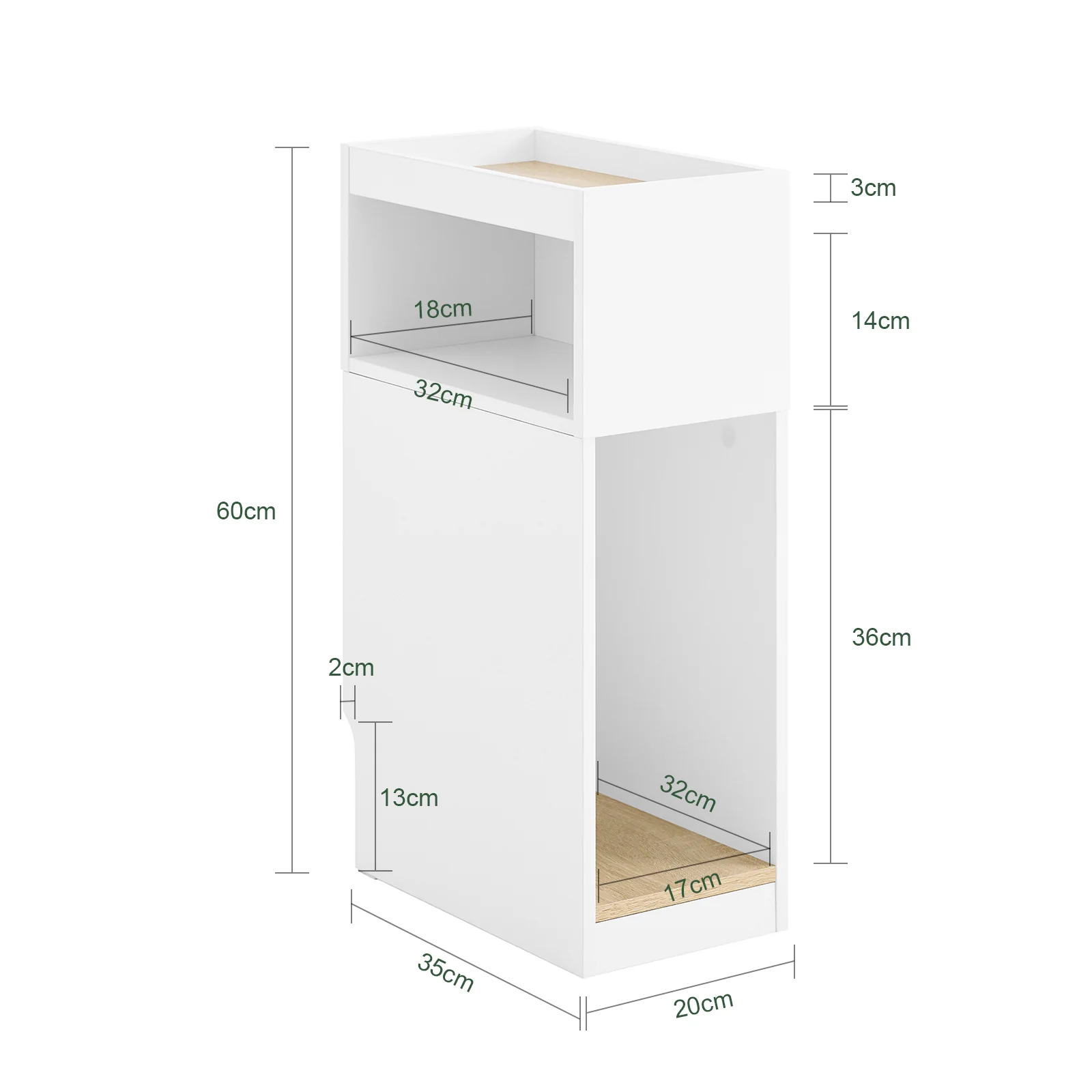 SoBuy FBT171-WN Mesita de Noche Estrecha con Cajón y Estante Blanco - Image 4