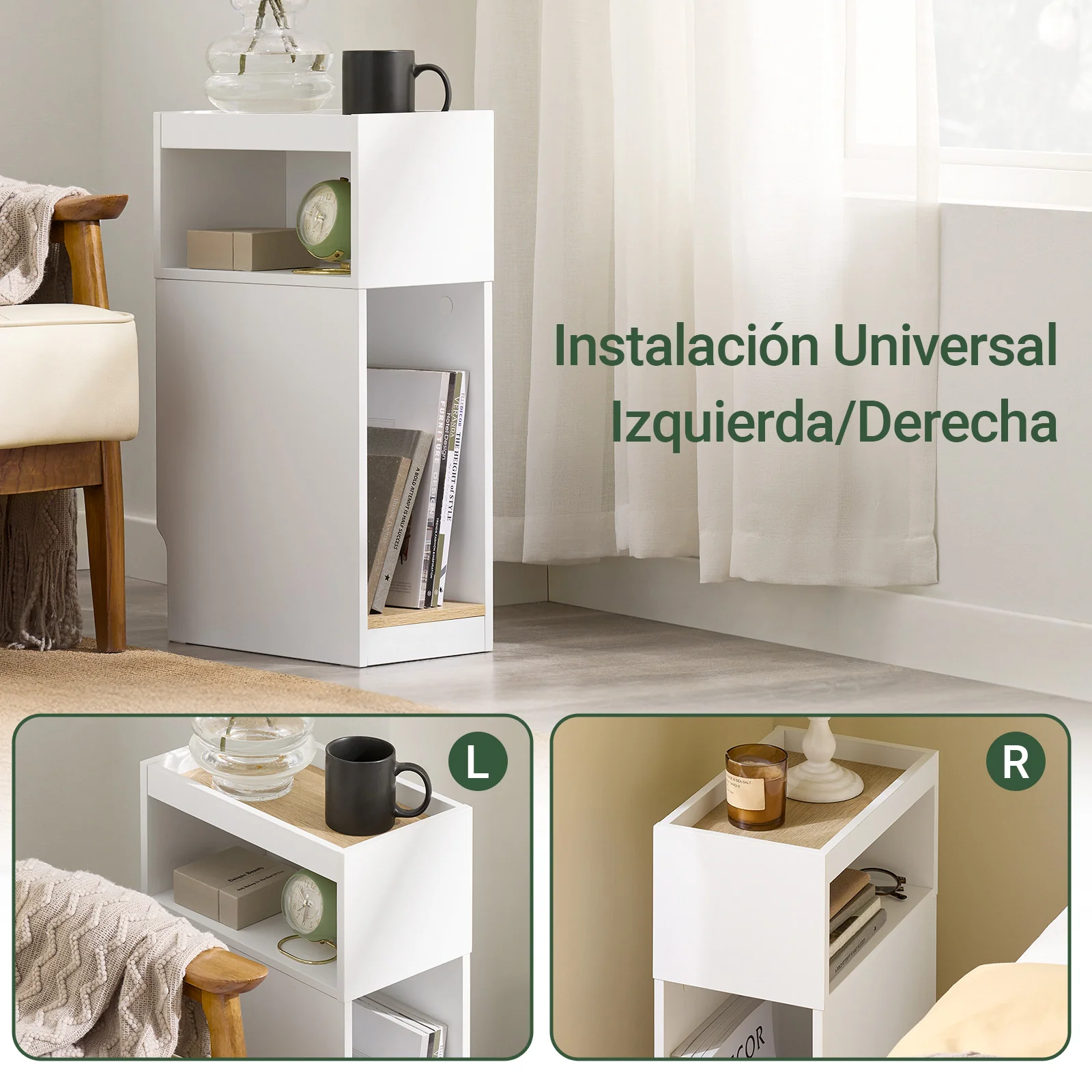 SoBuy FBT171-WN Mesita de Noche Estrecha con Cajón y Estante Blanco - Image 5