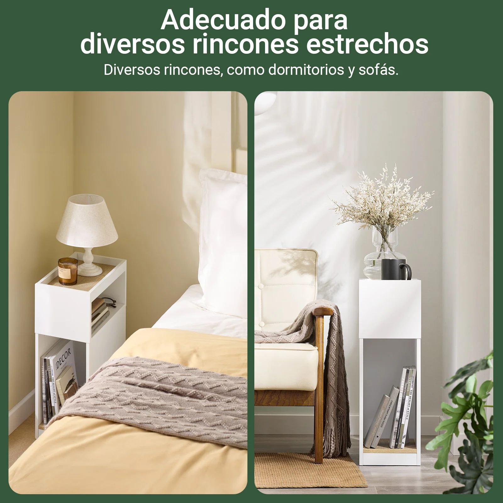 SoBuy FBT171-WN Mesita de Noche Estrecha con Cajón y Estante Blanco - Image 9