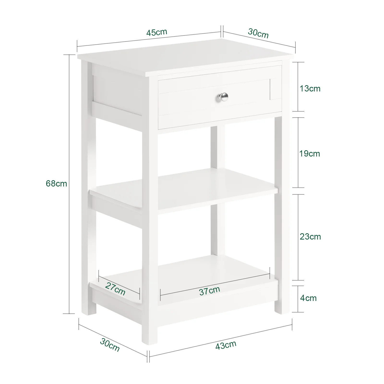 SoBuy FBT46-Wx2 Set de 2 Mesas auxiliares con 1 cajón Blanco - Image 3