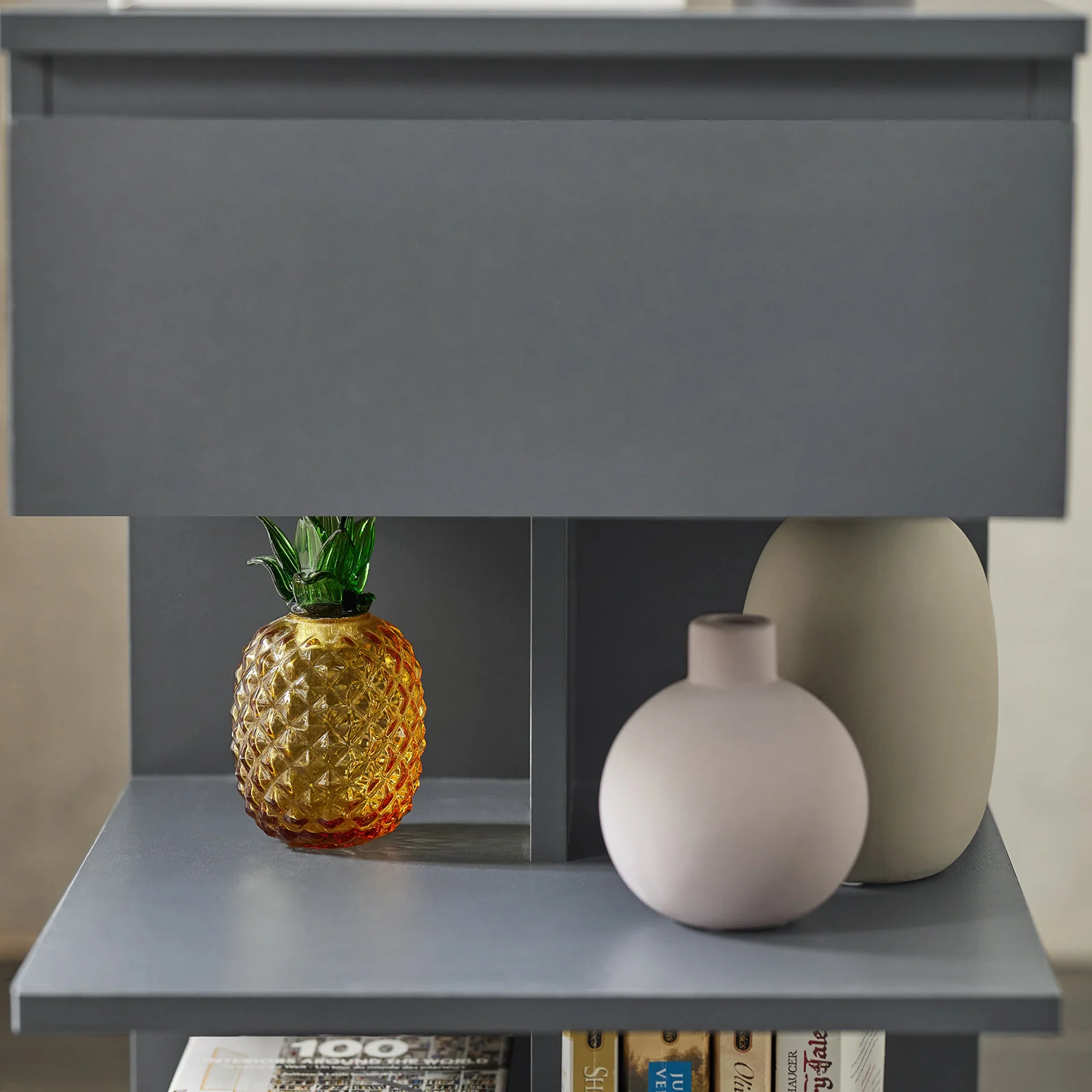 SoBuy FBT49-HG Mesita de Noche con 1 cajón y 2 estantes Gris - Image 8