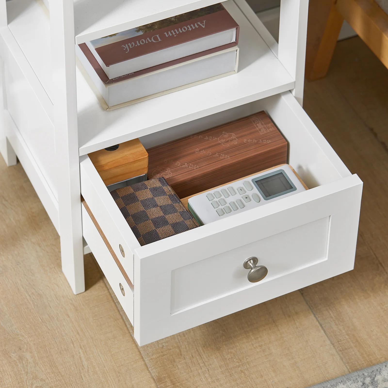 SoBuy FBT91-W Mesa Auxiliar Alta con 1 cajón y 3 Niveles Blanco - Image 6
